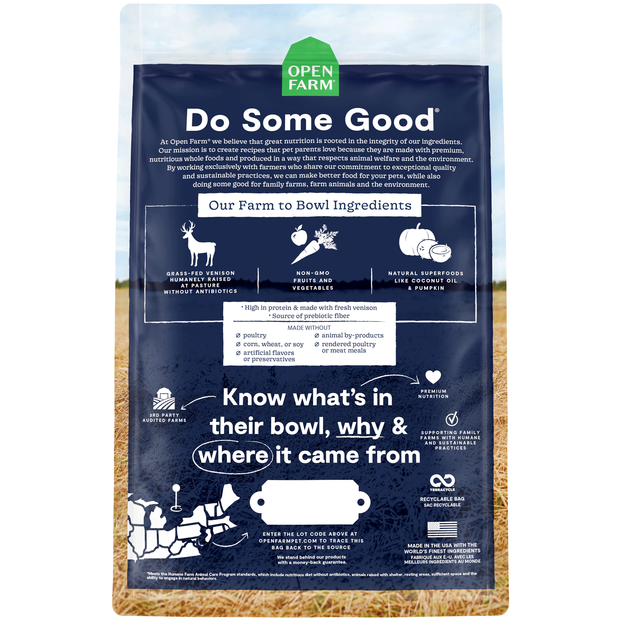 Open Farm New Zealand Venison Dry Dog Food - Grain-Free, High-Protein Kibble for Adult Dogs | Perfect for Sensitive Stomachs & Allergies | Indoor & Outdoor Feeding