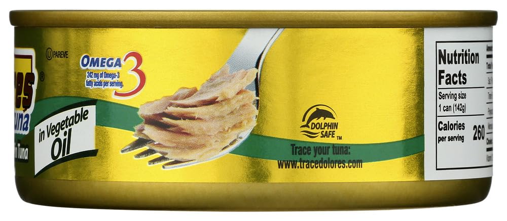 Premium Dolores Chunk Light Yellowfin Tuna in Vegetable Oil - 5 Oz (Pack of 2) - High Protein, Keto & Paleo Friendly - Perfect for Salads, Sandwiches & Quick Meals