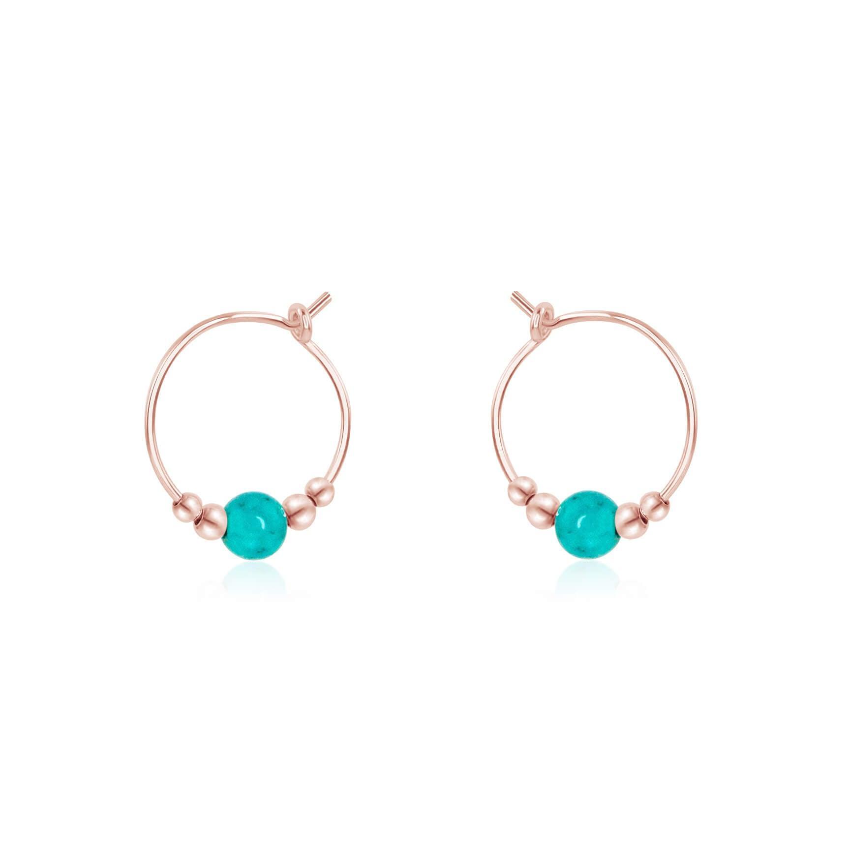 Tiny Turquoise Bead Hoop Earrings - Dainty Bohemian Jewelry for Women | Perfect for Everyday Wear, Parties & Gifts