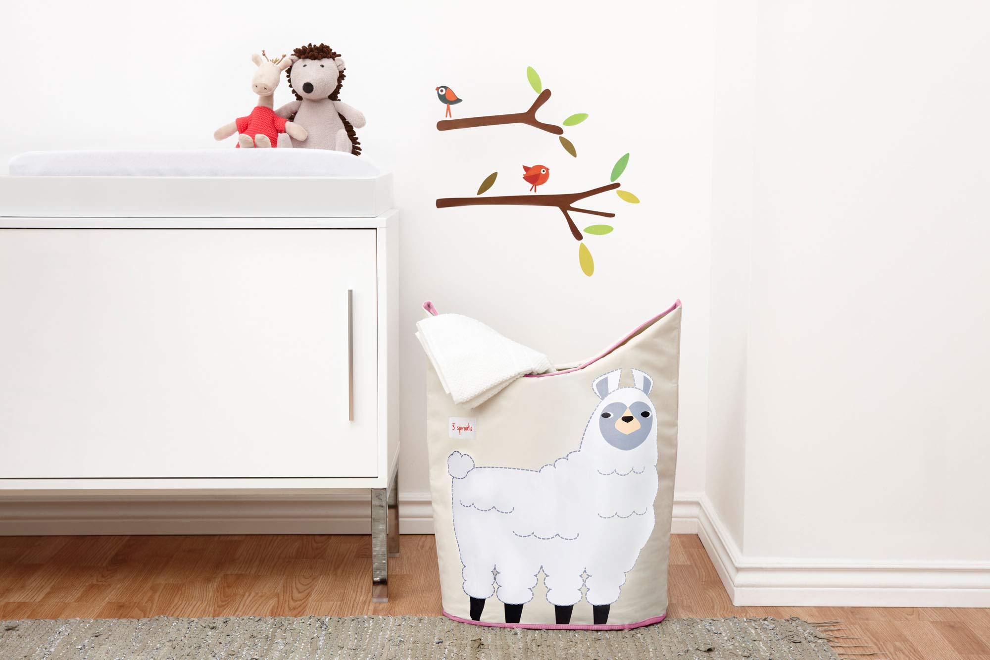 3 Sprouts Baby Laundry Hamper with Handles & Lid - Large Storage Basket for Nursery, Toy Organizer, Kids Room Decor - Perfect for Baby Clothes Storage & Llama-Themed Nursery Organization