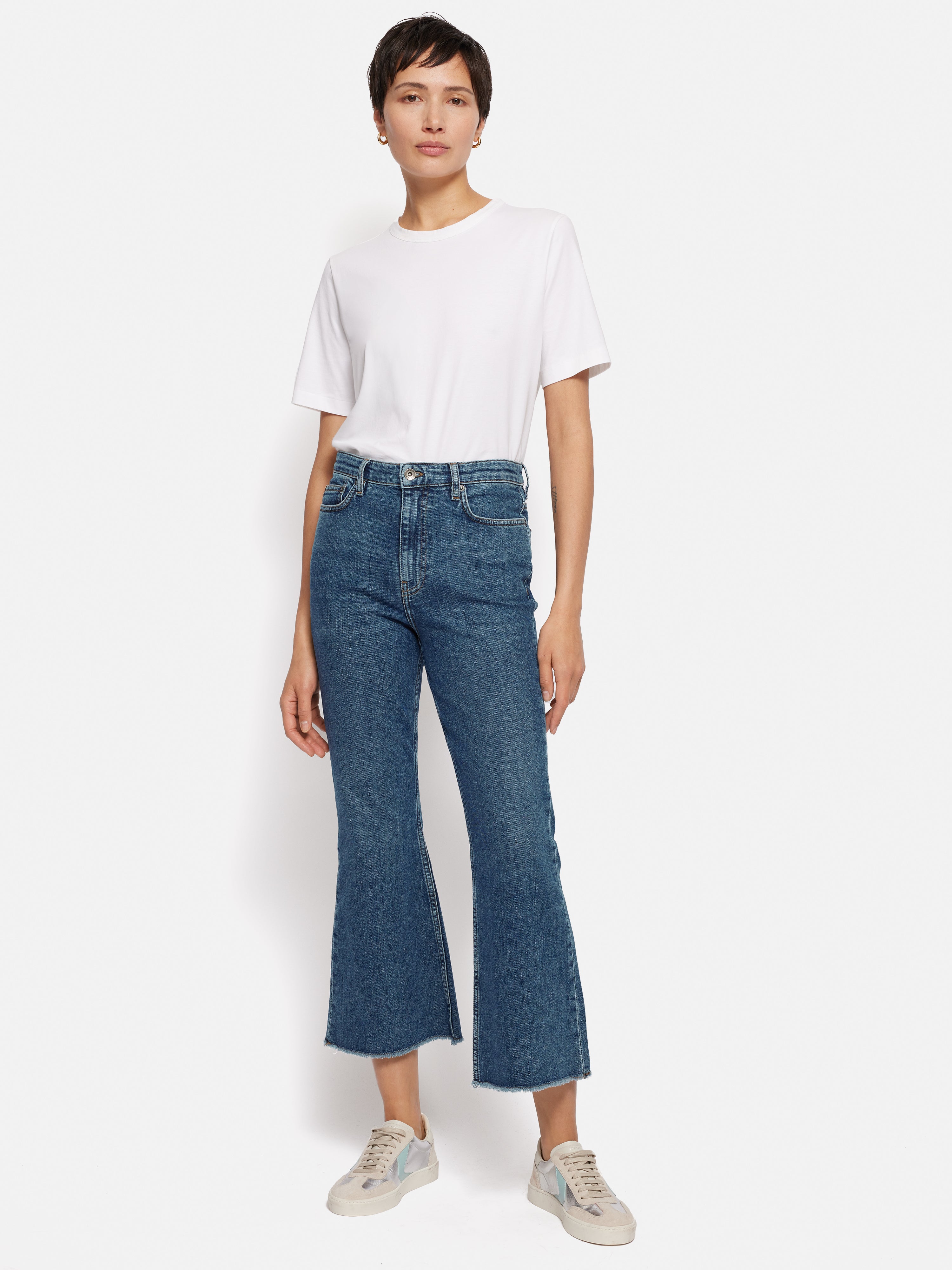 Vintage Kick Flare Jeans for Women - Mid Blue Denim High Waisted Retro Bell Bottom Pants | Perfect for 70s Style Outfits, Music Festivals & Boho Fashion