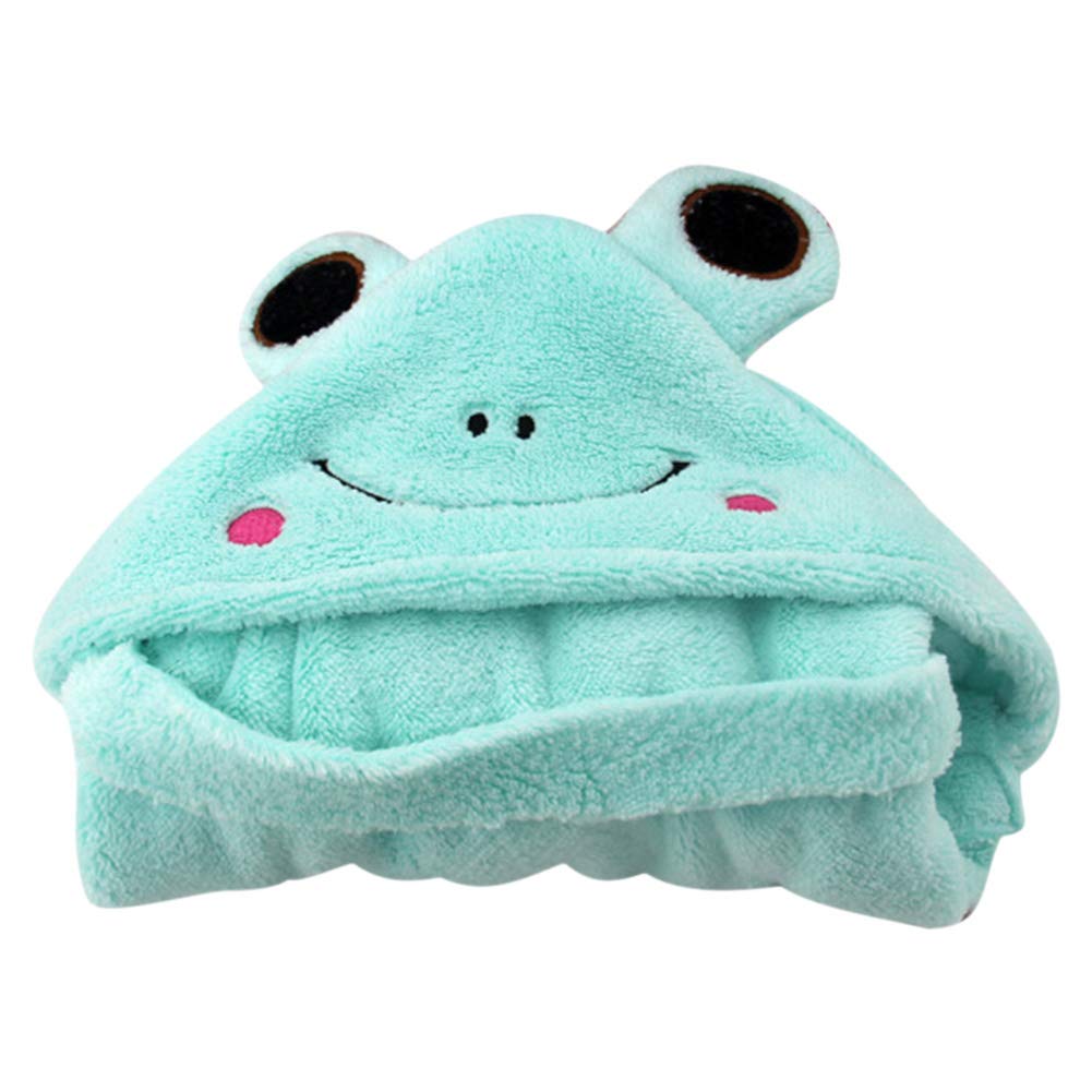 Hionre Microfiber Pet Bathrobe for Dogs & Cats - Cute Cartoon Animal Design, Soft Cozy Water Absorbent Quick Dry Bath Towel (Green, XL) - Perfect for Grooming, Spa Day & Post-Bath Cuddles