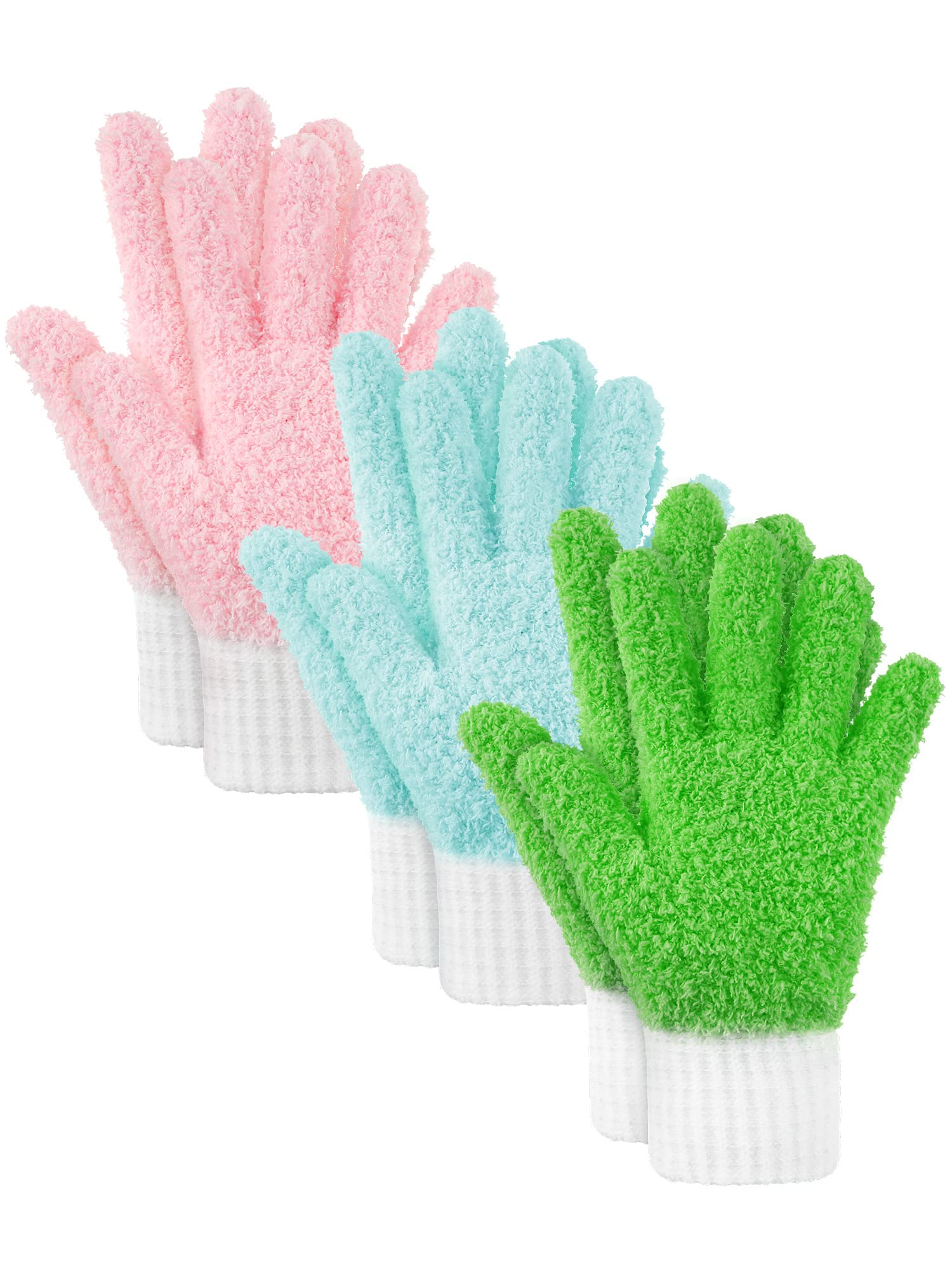 3 Pairs Reusable Microfiber Dusting Gloves for Windows, Blinds, Shutters, Mirrors - Ideal for House, Kitchen, and Car Cleaning