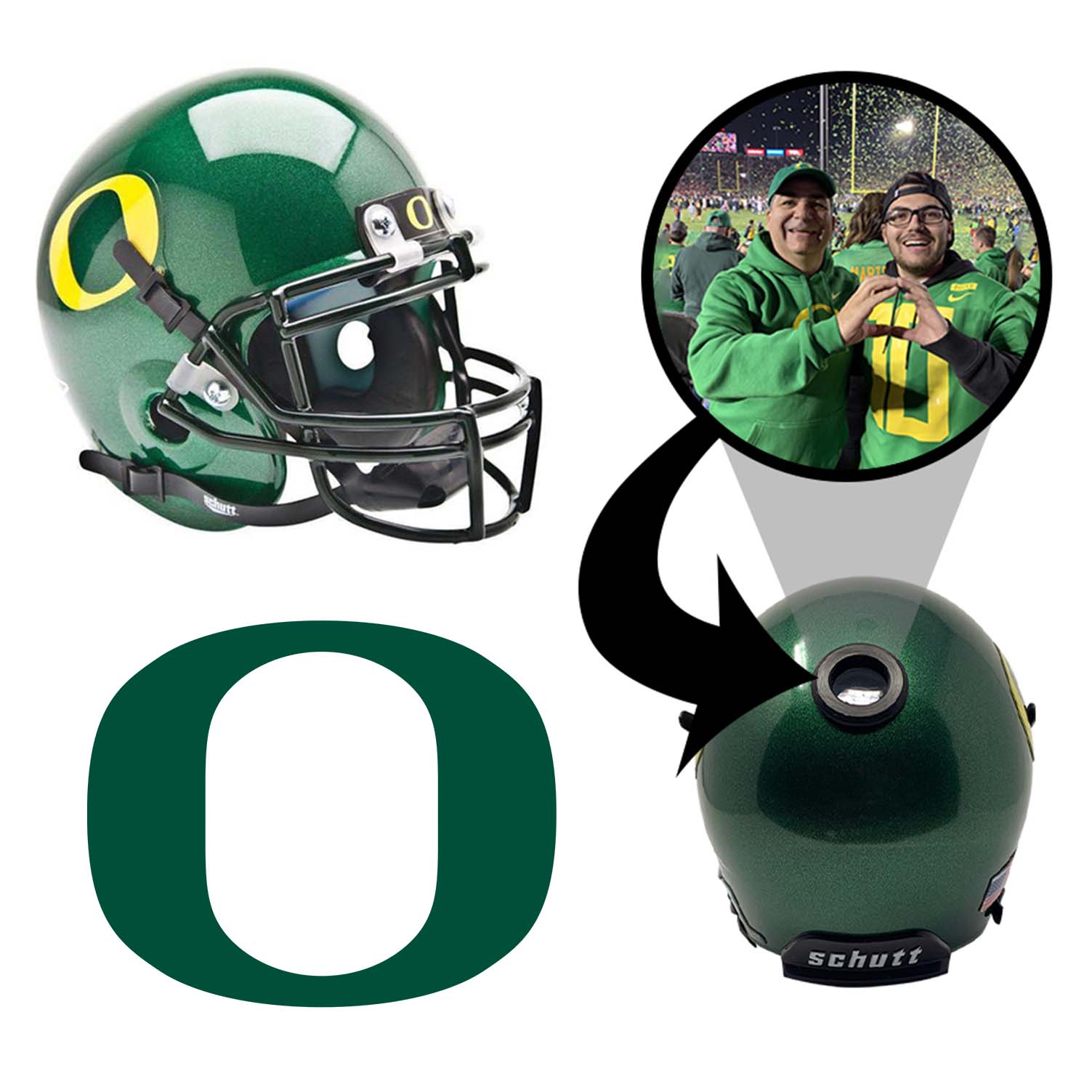 Oregon Ducks College Football Mini Helmet Replica - NCAA Collectible Memorabilia by FANZ Collectibles - Perfect for Game Room Decor, Sports Fan Gifts & Football Memorabilia Displays