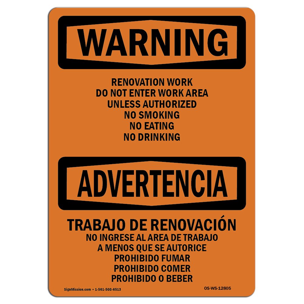 OSHA Warning Sign - 'Renovation Work Do Not Enter' Heavy Duty Plastic Safety Sign | Protect Construction Sites, Warehouses & Work Areas | Made in USA | Ideal for Job Sites, Factories & Hazard Zones