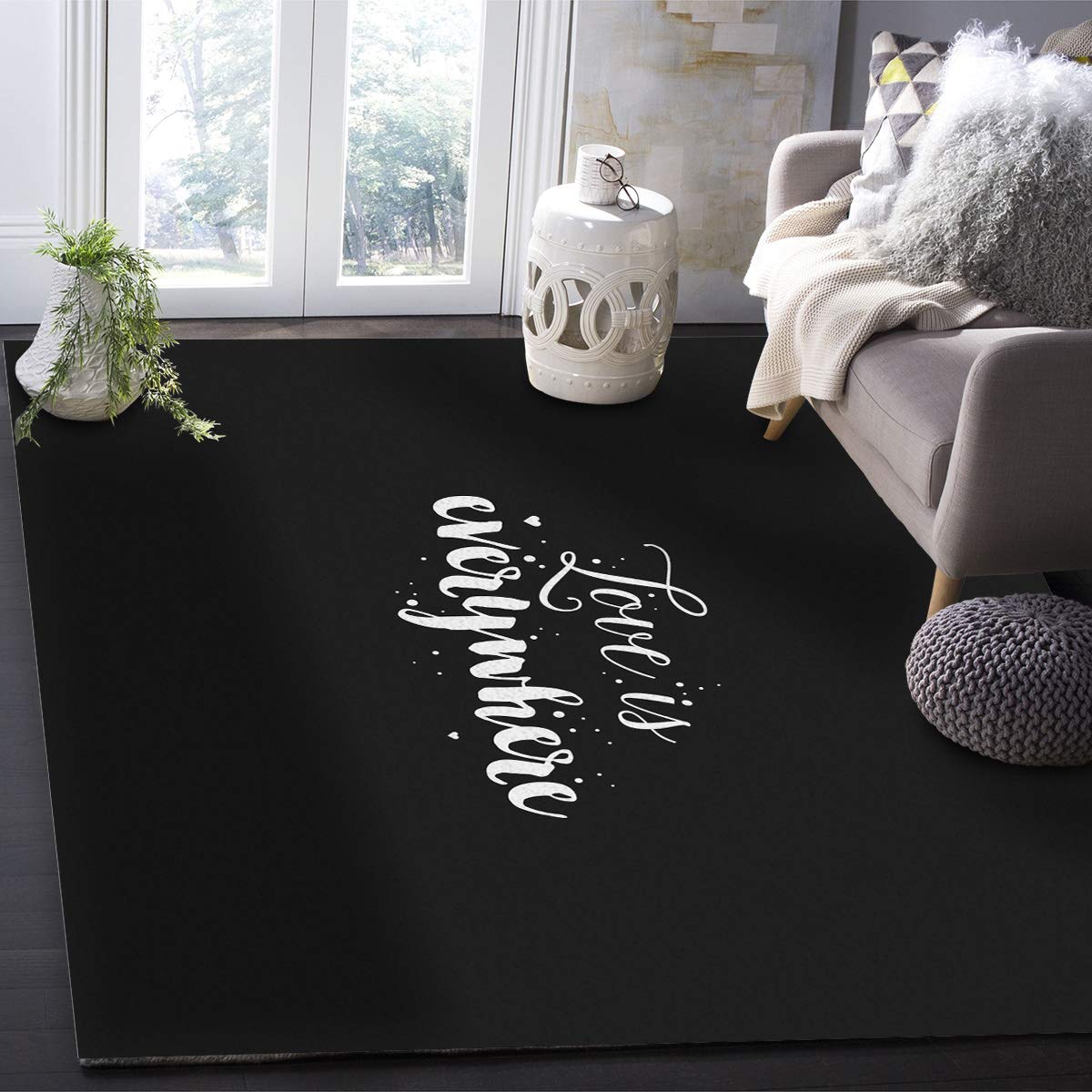 Queen Size Non-Slip Rug Pad 5' x 8' - Felt Protective Cushioning Underlay for Hardwood Floors & All Floor Types | Perfect for Living Room, Bedroom & High Traffic Areas | Love is Everywhere Design