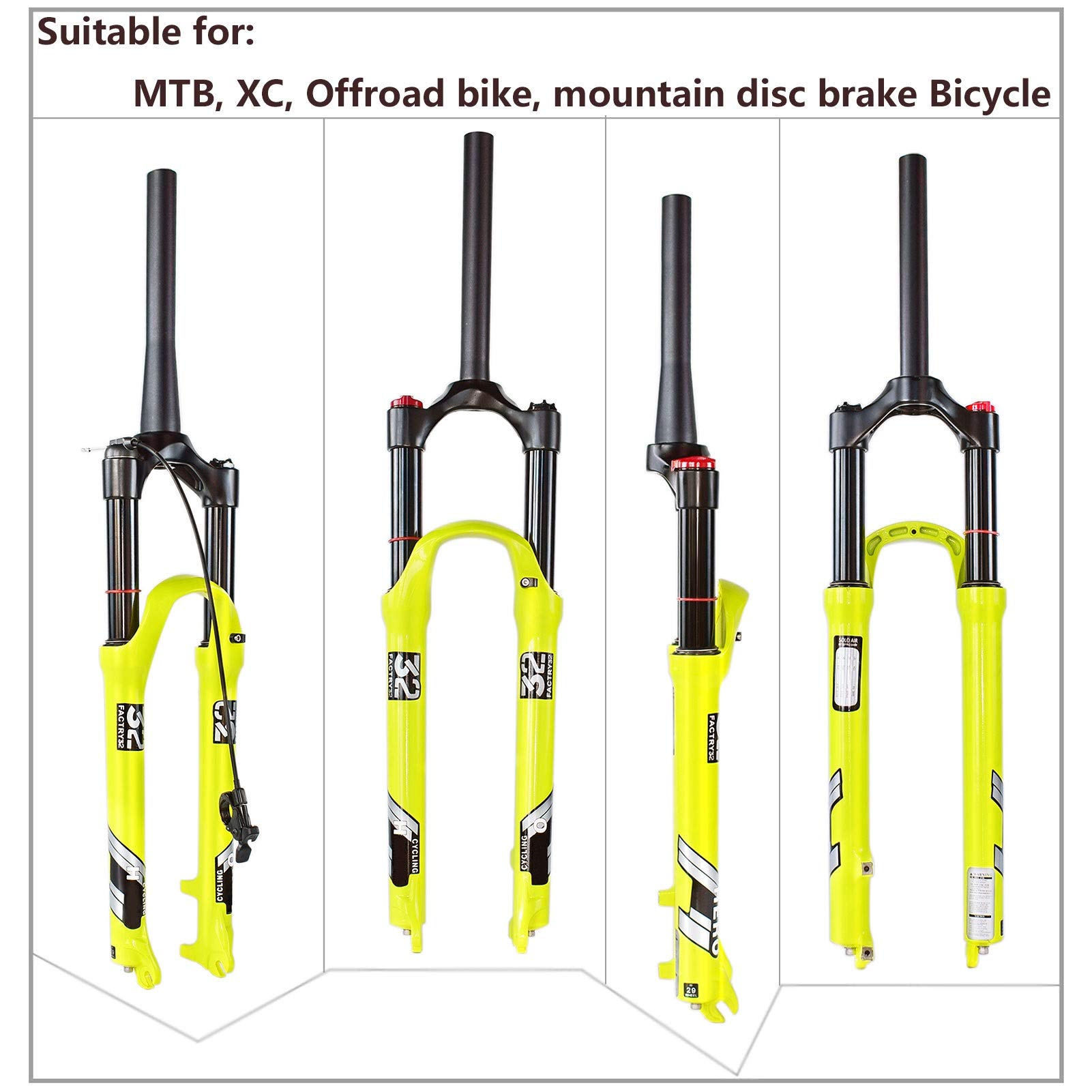 Premium Mountain Bike Air Fork - 26/27.5/29 Inch Magnesium Alloy Suspension Fork with 120mm Travel - Compatible with 1.5-2.45