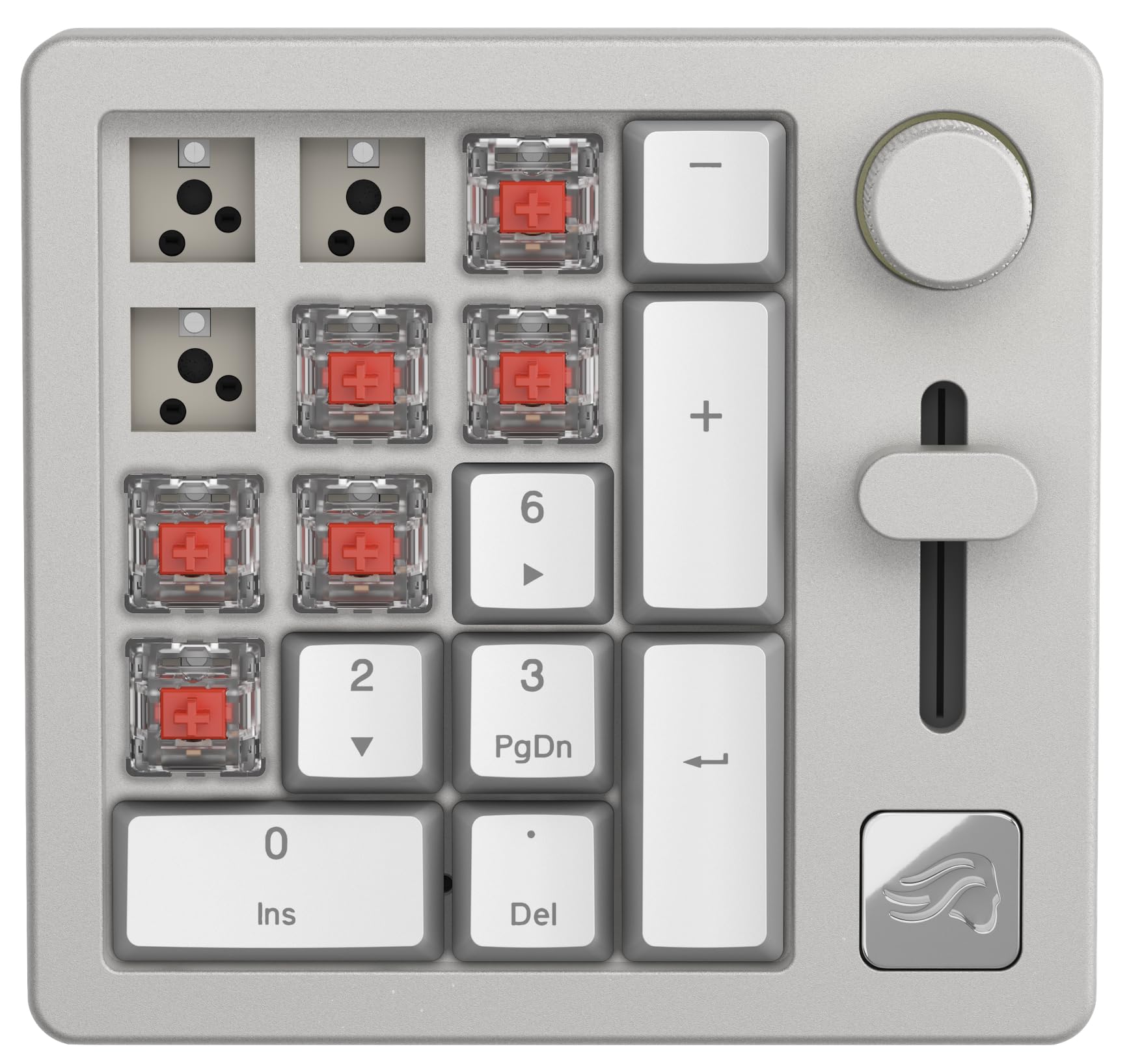Glorious GMMK Macro Numpad - Wired & Wireless Bluetooth Mechanical Keypad, Premium Aluminum Frame, Customizable Knob & Slider, RGB Backlit, Linear Switches, 18 ABS Doubleshot Keycaps (Ice White) - Perfect for Gaming, Programming & Office Work