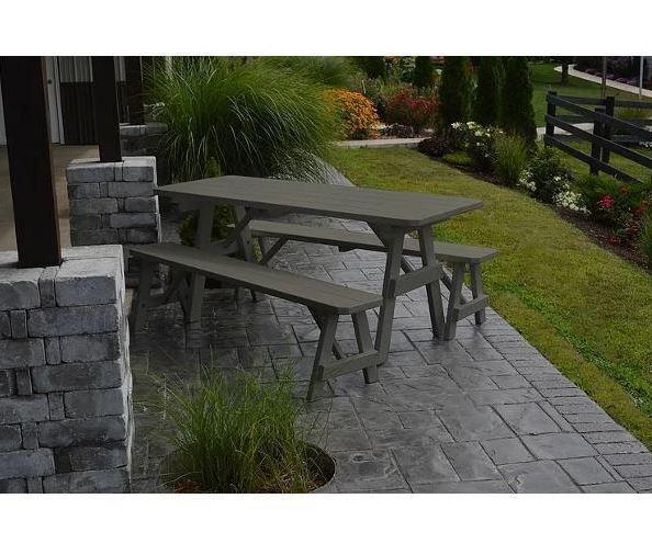 A & L Furniture Yellow Pine Traditional Dining Table with 2 Benches - Solid Wood Kitchen Table Set for Farmhouse, Cottage & Country Style Homes - Perfect for Family Meals & Entertaining Guests