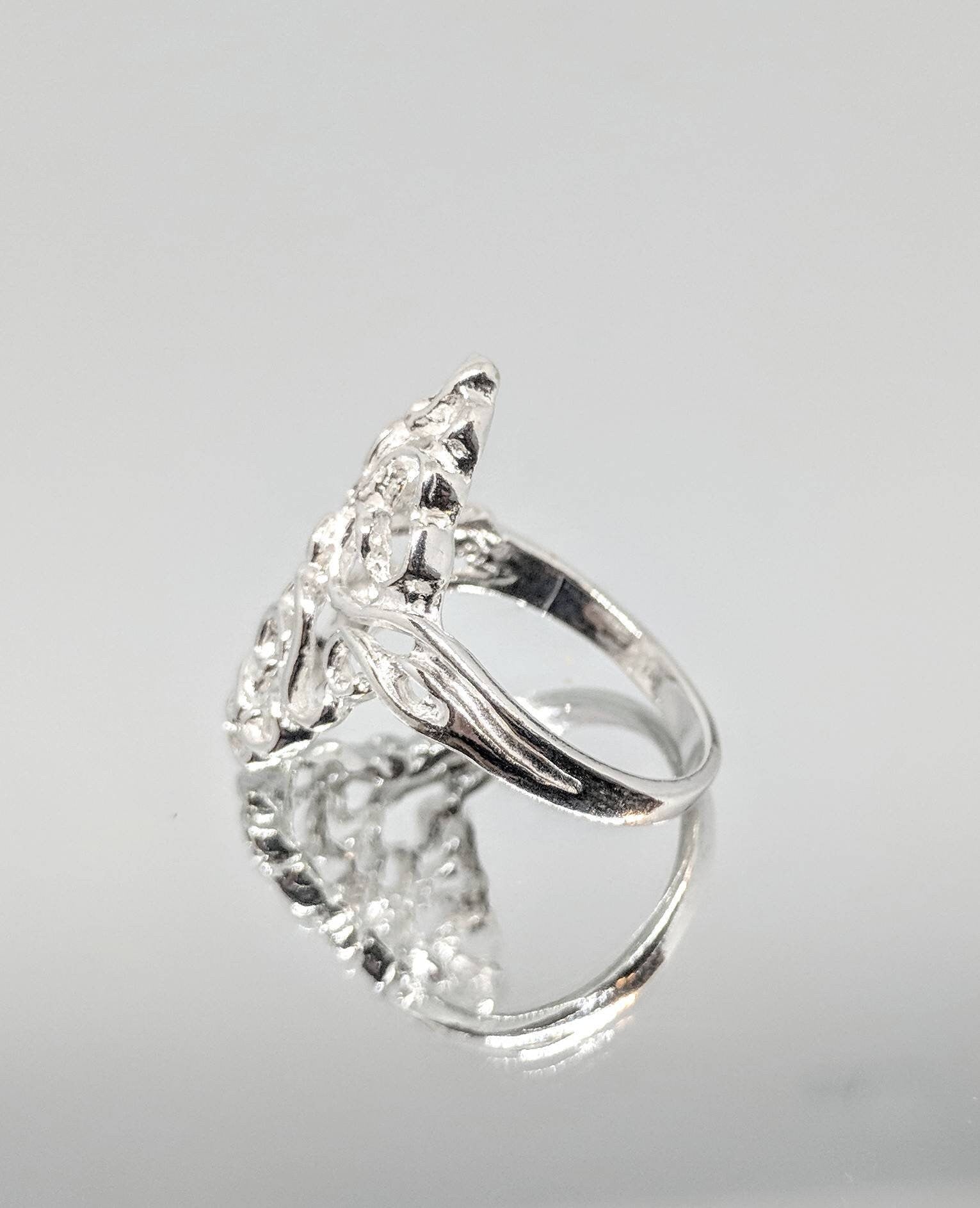 14K Gold or Sterling Silver Filigree Freeform Ring - Size 7 DIY Jewelry Setting, Elegant Fashion Ring 168-068/148-068 - Perfect for Weddings, Parties & Special Occasions