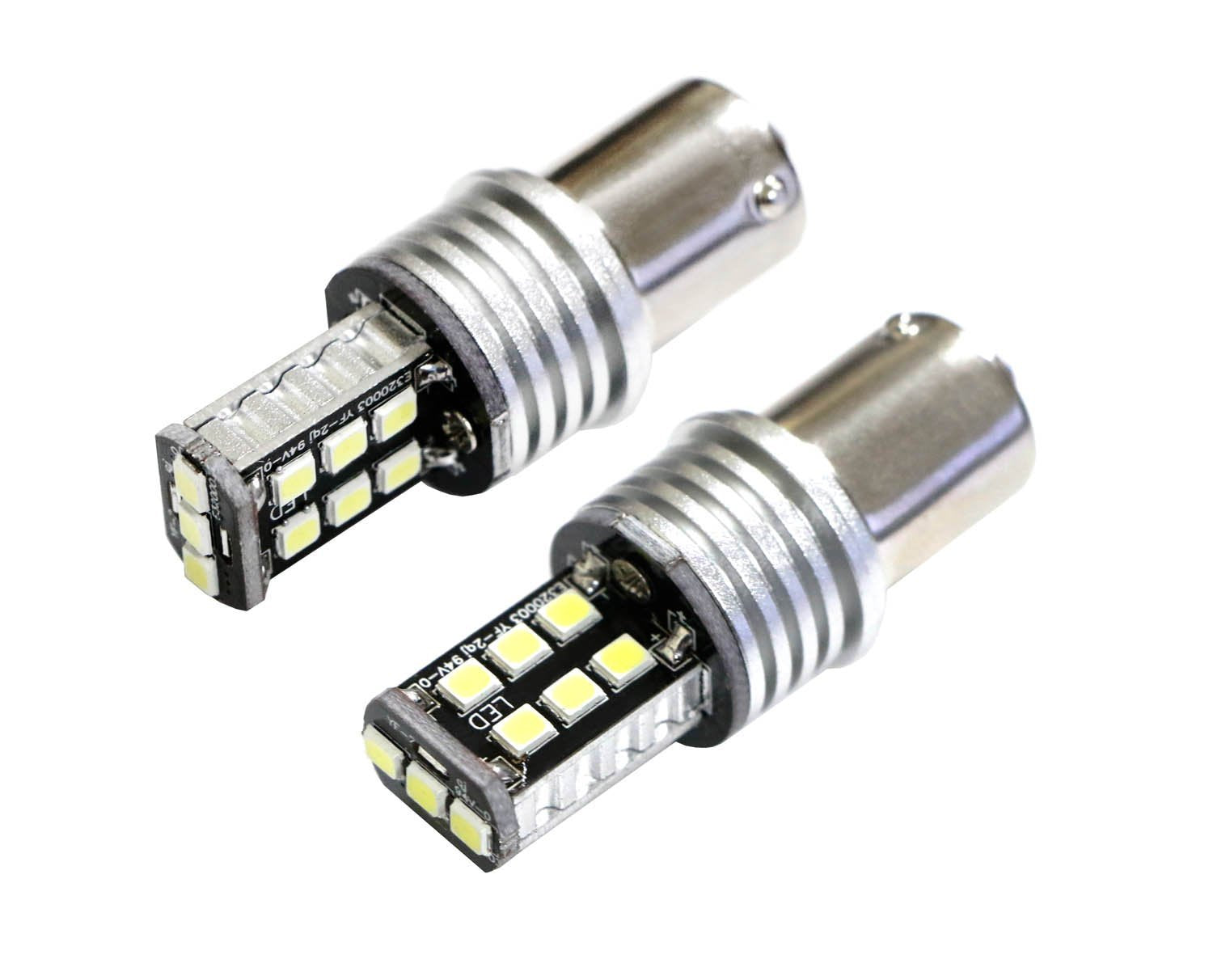 2-Pack 10W 15 SMD White LED Bulbs 7506 1156 P21W - High Brightness Reverse Lights for European Cars | Perfect for Night Driving & Parking Assistance