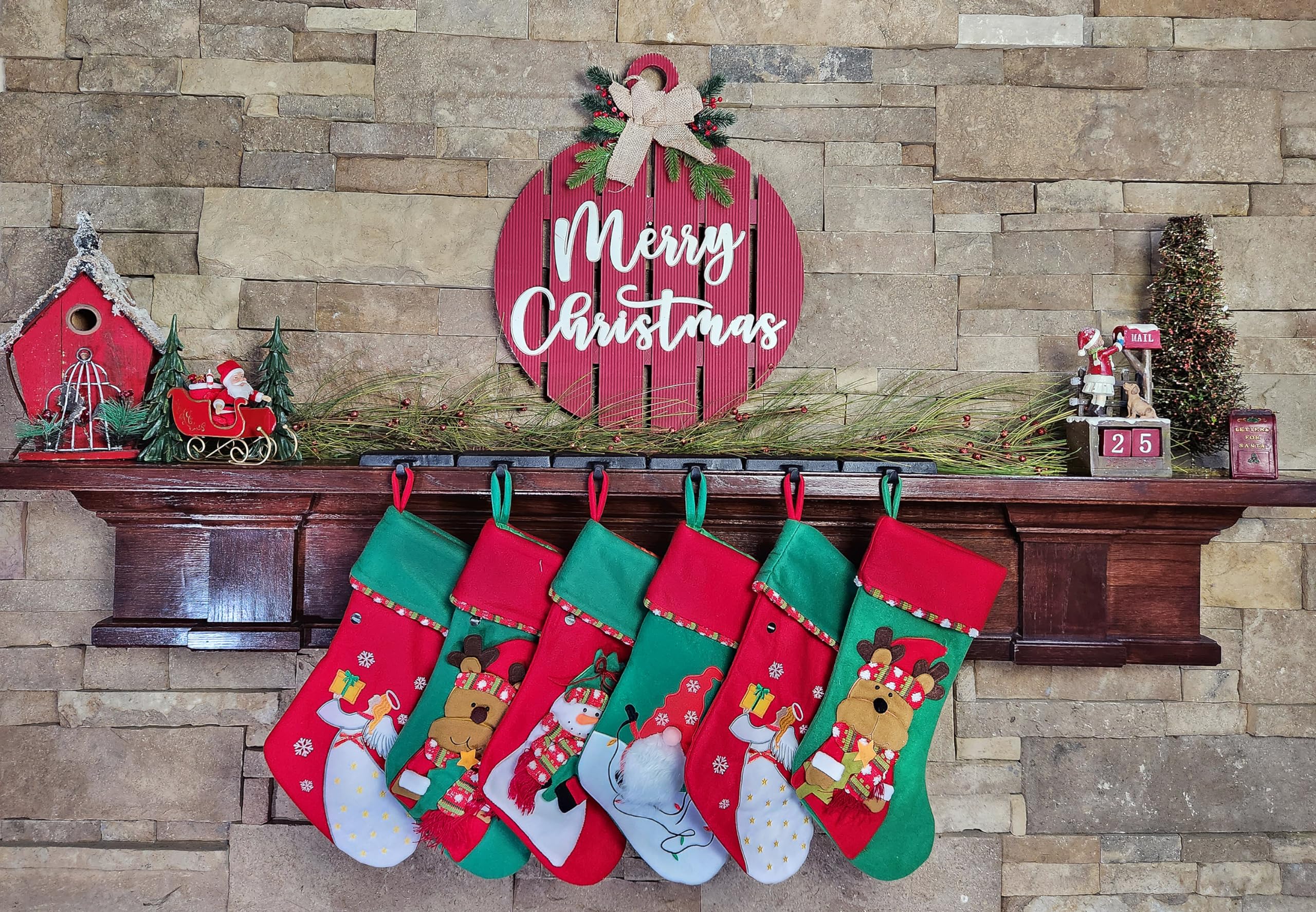Heavy Cast Iron Stocking Hooks - Set of 6 for Christmas Mantel Decor