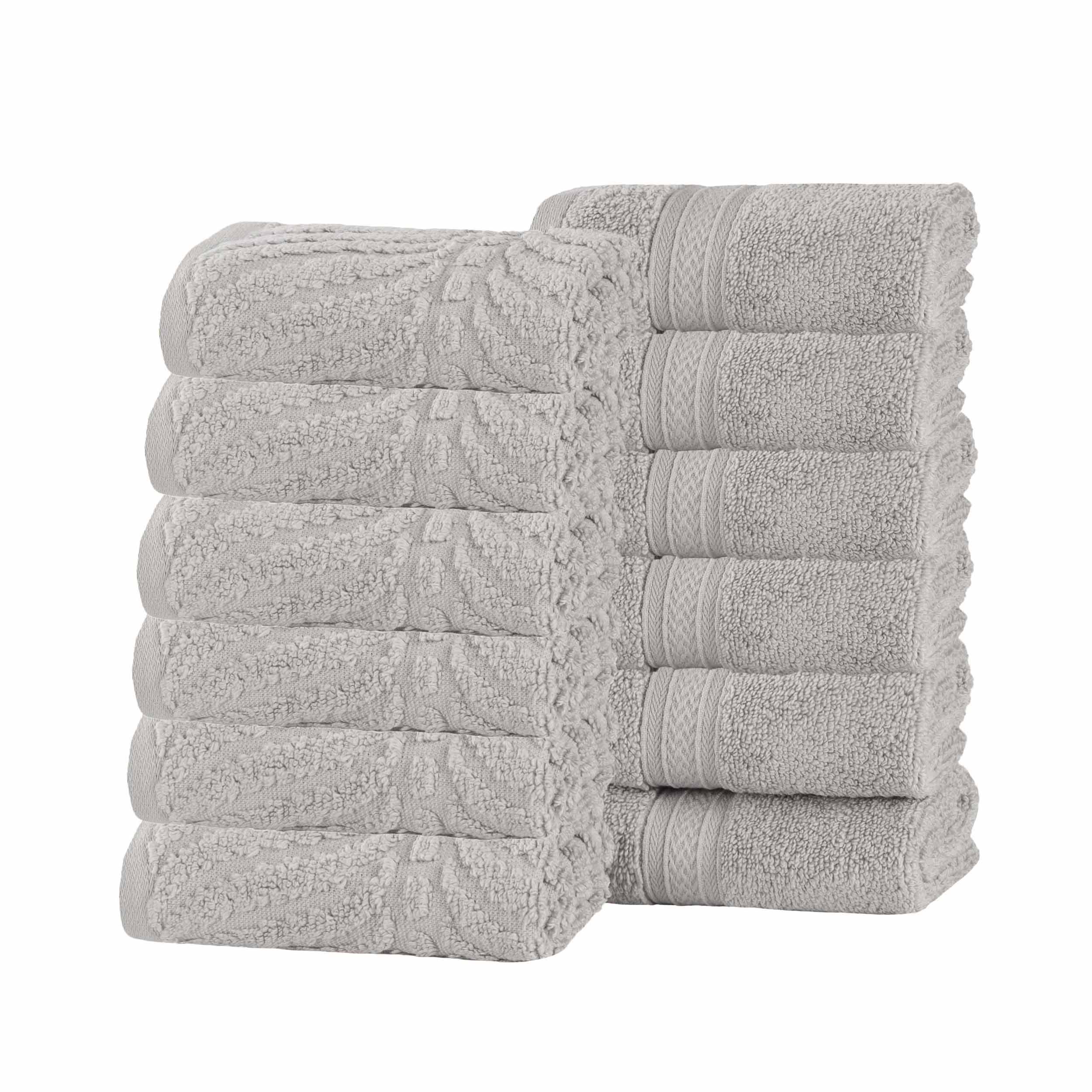Premium Zero Twist Cotton Jacquard Chevron Face Towels - Set of 12 | Ultra Soft Bath & Hand Towels for Spa, Guest Bathroom & Luxury Home Decor
