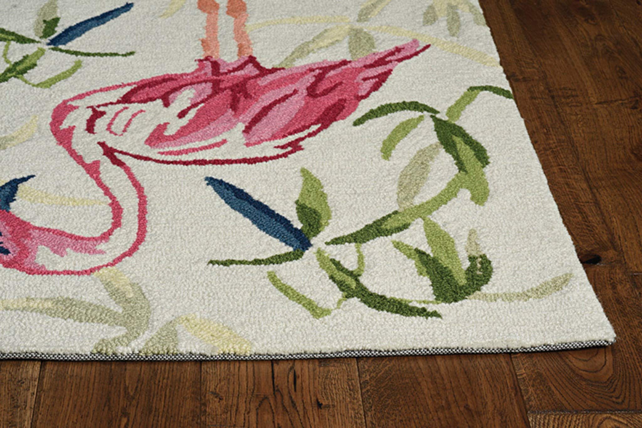 HomeRoots 5' X 7' Ivory or Pink Flamingo Indoor Area Rug - Soft Non-Slip Living Room Carpet for Bedroom, Nursery & Dorm Decor