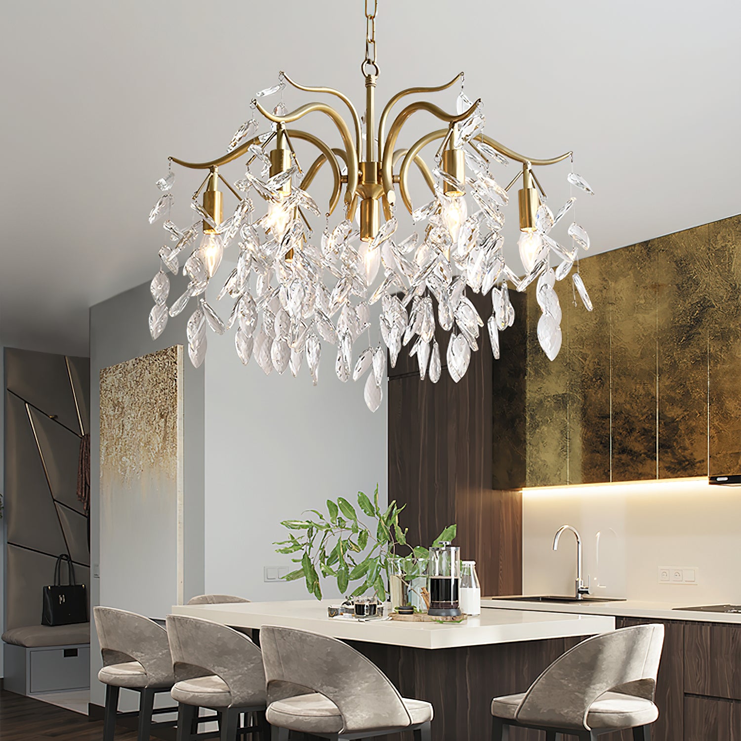Dorale Chandelier - Modern Crystal Ceiling Light Fixture for Dining Room & Living Room | Elegant Lighting for Home Decor & Wedding Venues