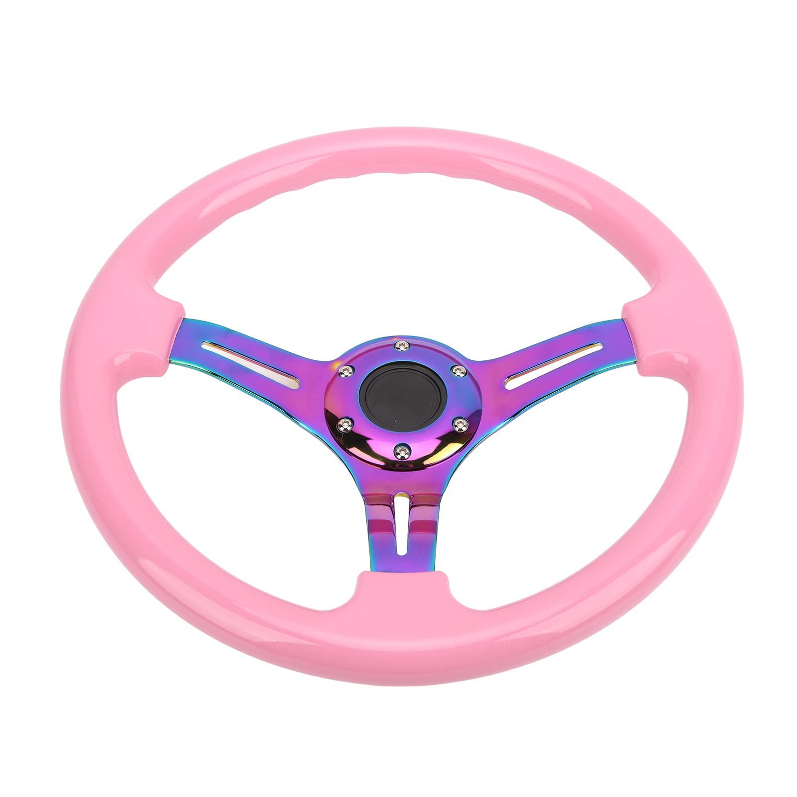 Shanrya Racing Steering Wheel - Anti-Slip, Durable & Comfortable Pink 6-Hole Steering Wheel for Car, Truck, SUV - Perfect for Racing, Drifting & Daily Driving