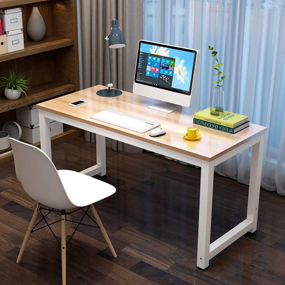 43-inch Oak Wooden Computer Desk - Sturdy PC Laptop Workstation for Gaming, Writing & Study | Home Office Furniture for Small Spaces & Dorm Rooms