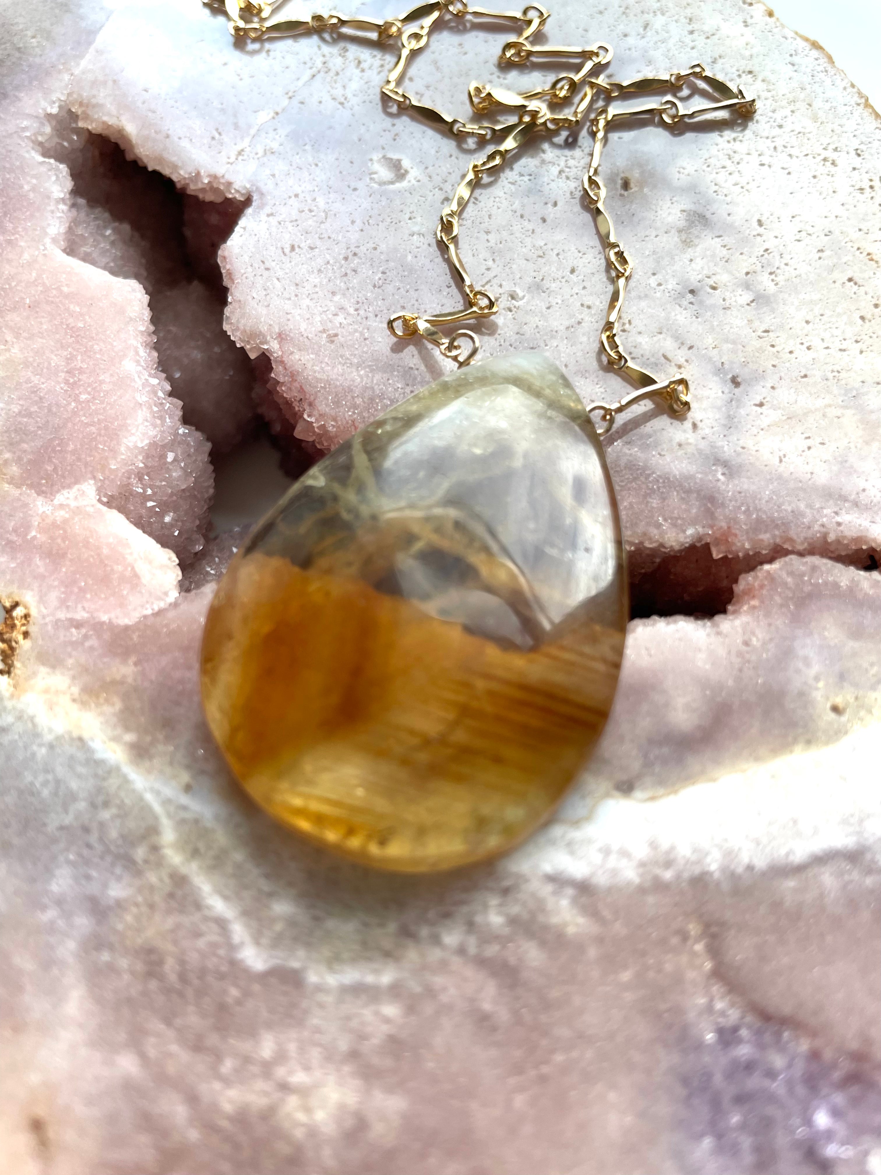 14K Gold Filled Chunky Genuine Yellow Citrine Necklace | Elegant Statement Jewelry for Women | Perfect for Parties, Weddings & Everyday Wear