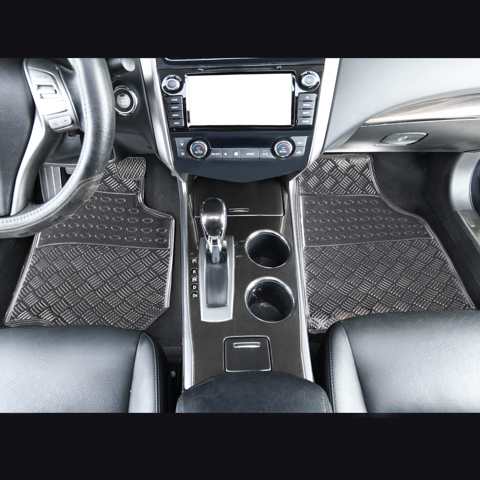 Premium All-Weather Aluminum Car Floor Mats - Universal Fit for Sedans, SUVs, Trucks & Vans (4-Piece Set, Silver) | Durable Protection Against Mud, Snow & Spills | Perfect for Daily Commute, Road Trips & Off-Road Adventures