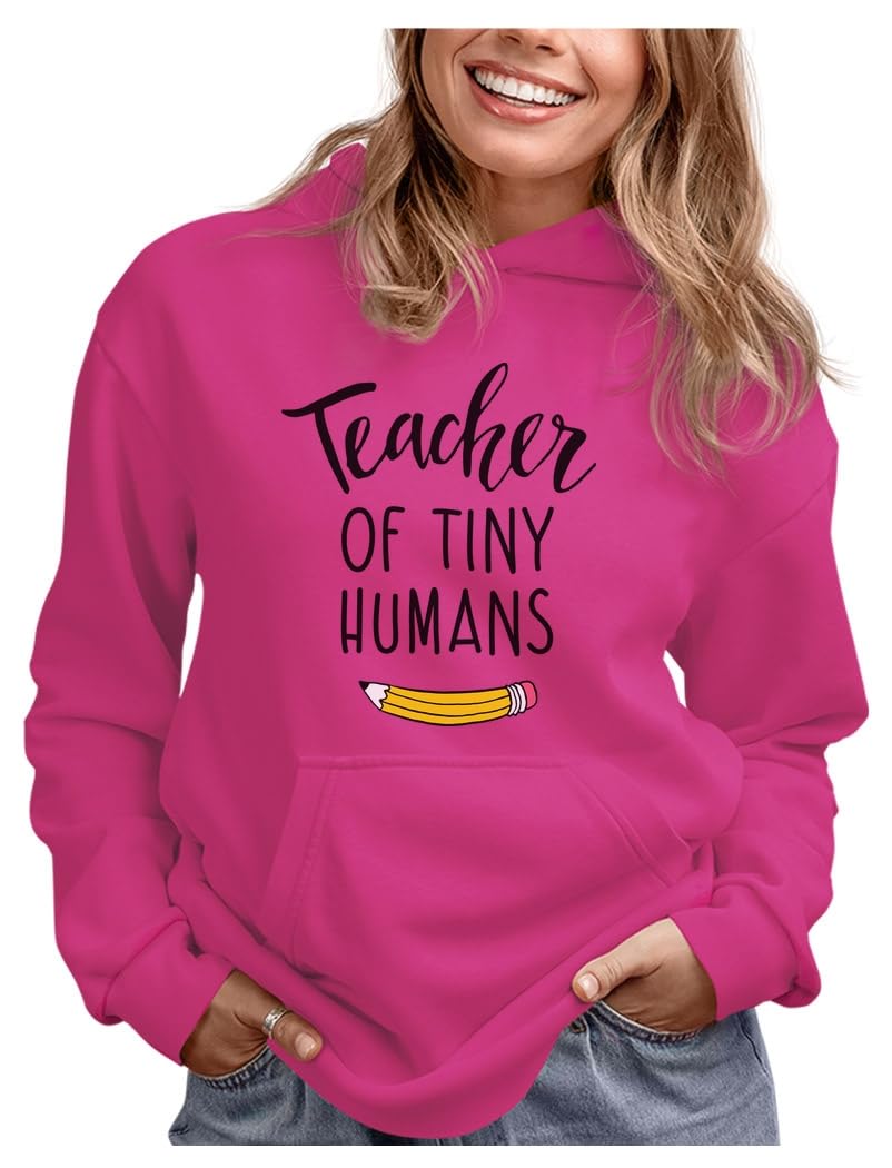 Teacher Appreciation Gift - 'Teacher of Tiny Humans' Women's Hoodie for Educators | Perfect for Teacher's Week, Retirement & Thank You Gifts