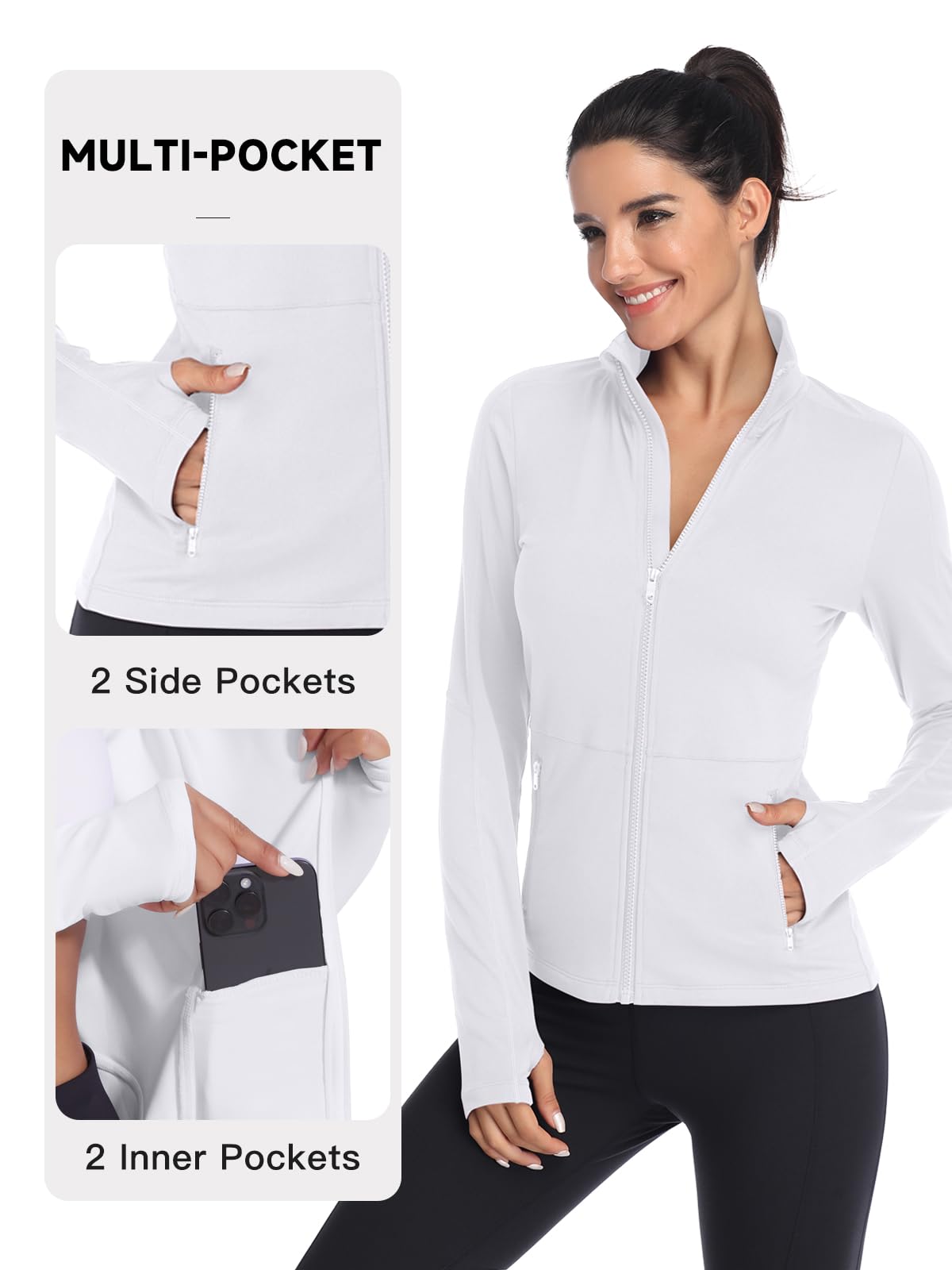 VUTRU Women's Full Zip Fleece Workout Jacket - Lightweight Yoga Running Track Athletic Jacket for Gym, Outdoor & Casual Wear