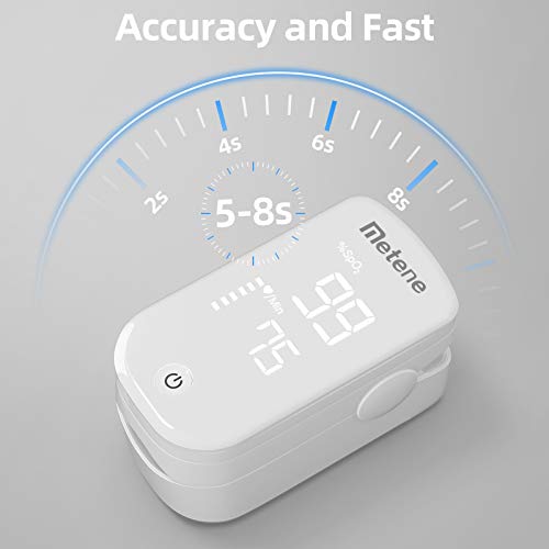 Metene Fingertip Pulse Oximeter - Accurate Blood Oxygen Saturation (SpO2) and Heart Rate Monitor - Portable Oxygen Meter for Home Use, Sports & Travel - FDA Approved for Adults & Kids