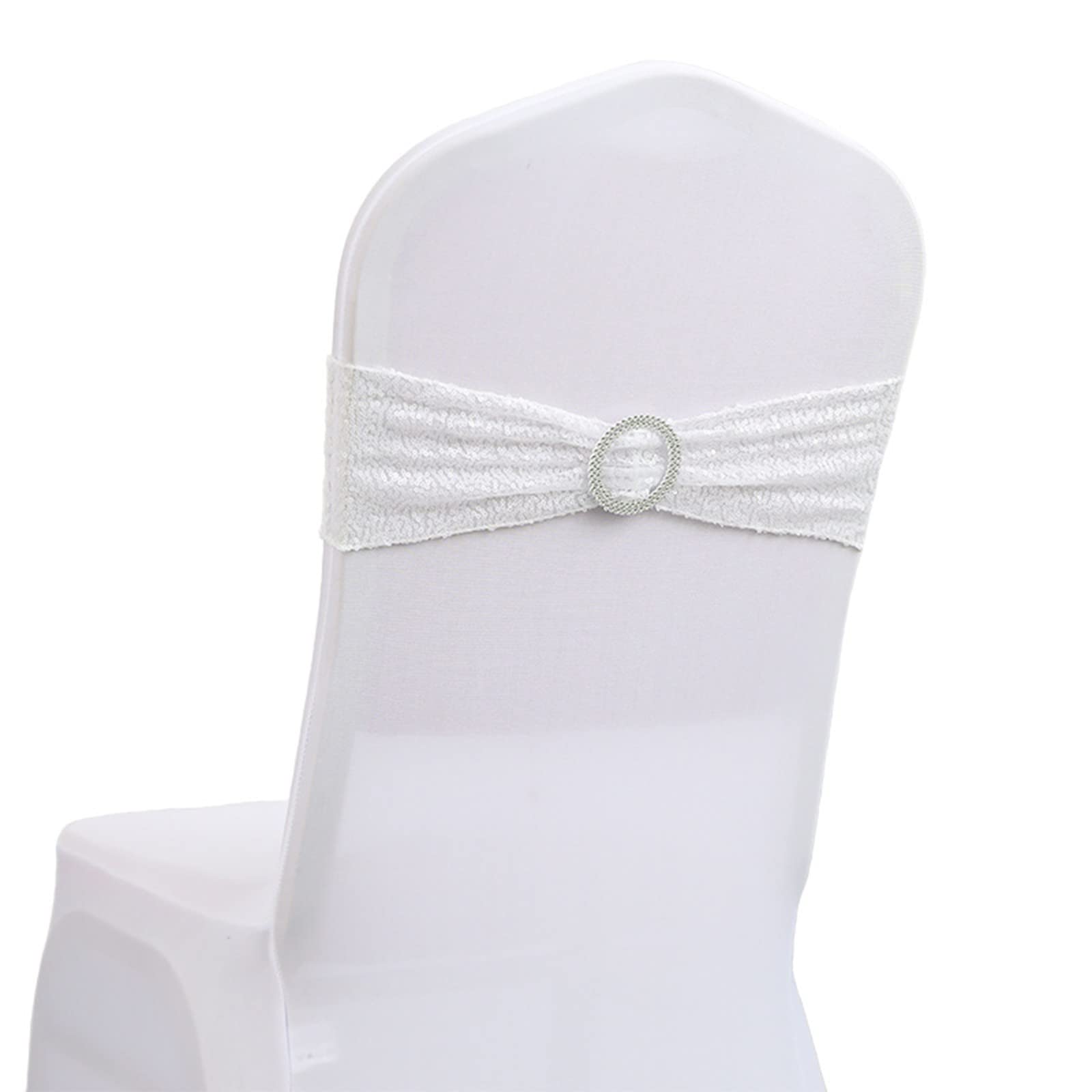 Elegant Sequin Chair Covers with Bow & Flower Design - Stretchable Elastic Bandage for Holiday Party Decorations - Perfect for Weddings, Birthdays & Special Events (One Size)