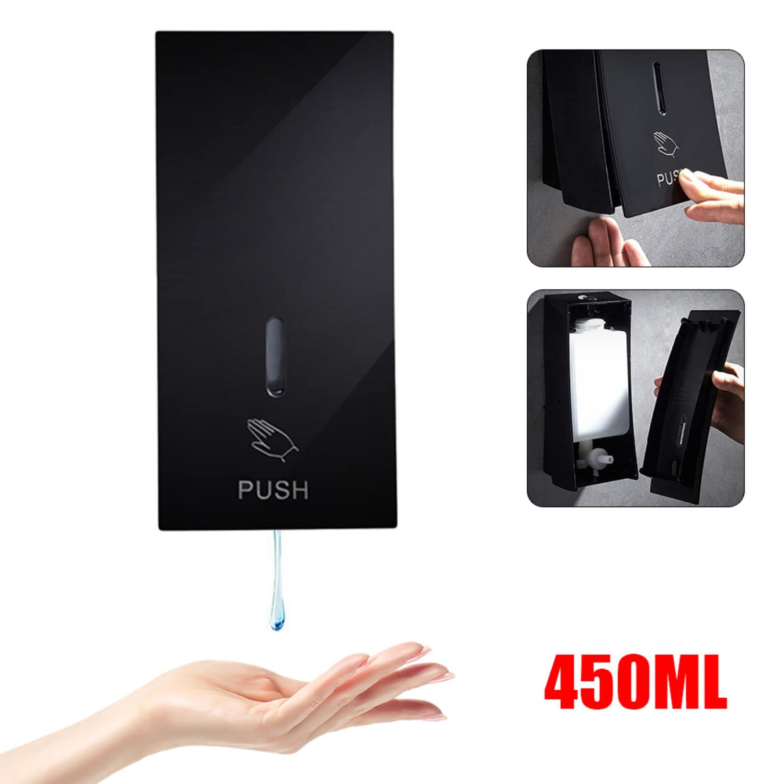 DNYSYSJ 450ML Wall Mounted Black Manual Soap Dispenser - Hand & Shower Liquid Dispenser for Kitchen, Bathroom | Ideal for Shampoo, G-el & Soap Storage in Home & Commercial Use