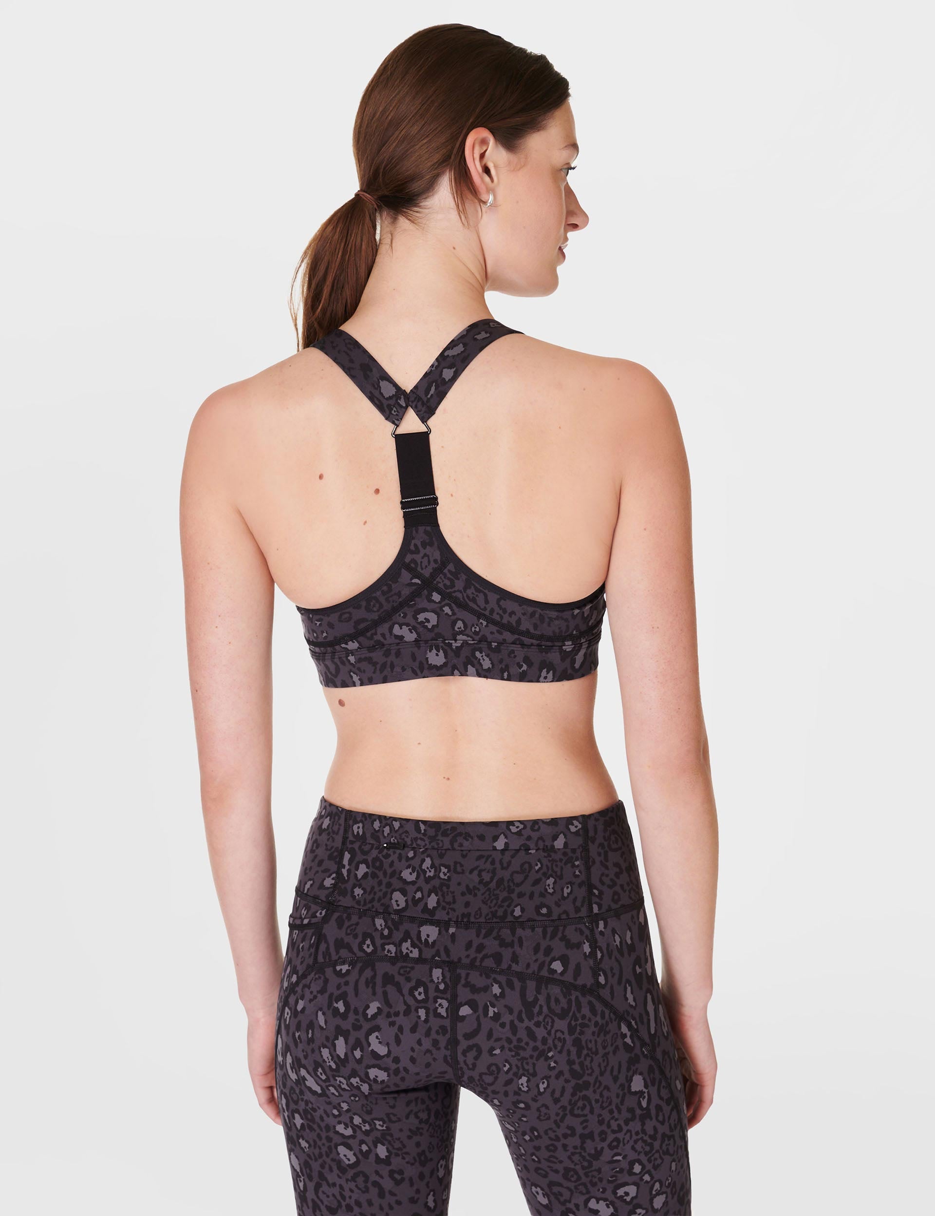 Power Medium Support Sports Bra - Black Luxe Leopard Print - High-Impact Workout & Yoga Sports Top for Women - Perfect for Running, Gym & Fitness Training