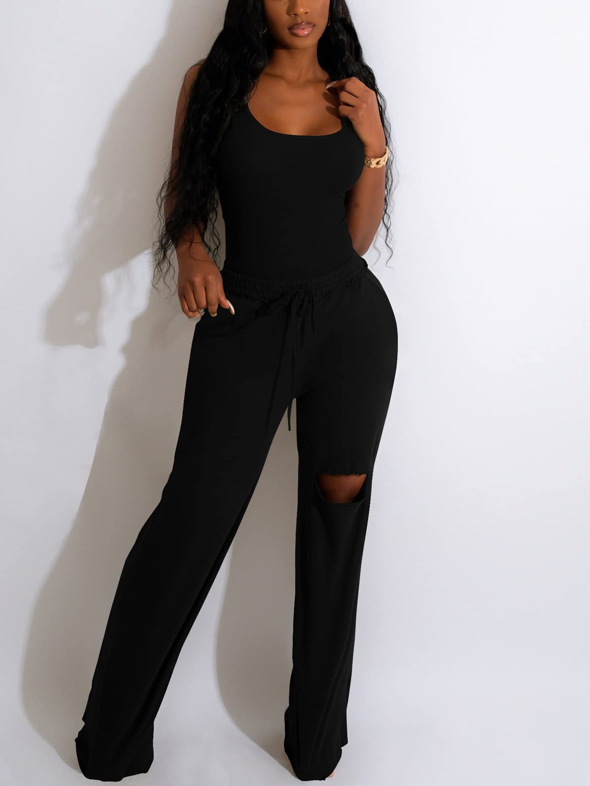 Stylish Nimsruc Two Piece Outfits for Women - Sleeveless Casual Sweat Suits | Perfect for Gym, Lounge & Summer Streetwear