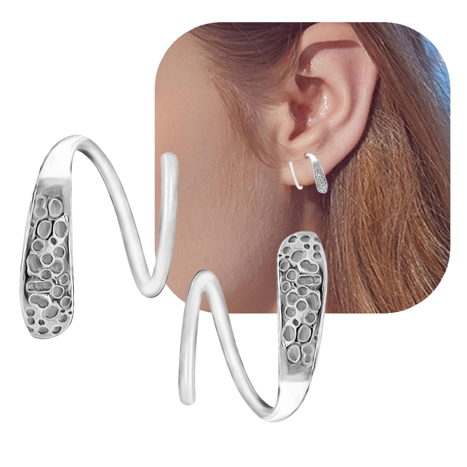 WGXIA Sterling Silver Double Hoop Spiral Twist Earrings for Women - Hypoallergenic Small Hoop Earrings | Perfect Birthday & Valentine's Day Gift for Her | Everyday Wear, Date Night & Special Occasions