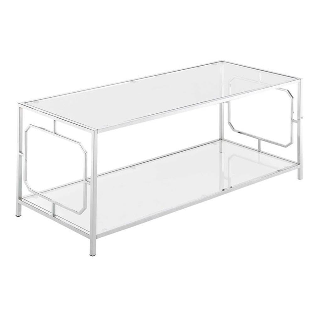 Modern Glass Coffee Table with Chrome Frame - Sleek & Stylish Living Room Centerpiece for Home Decor