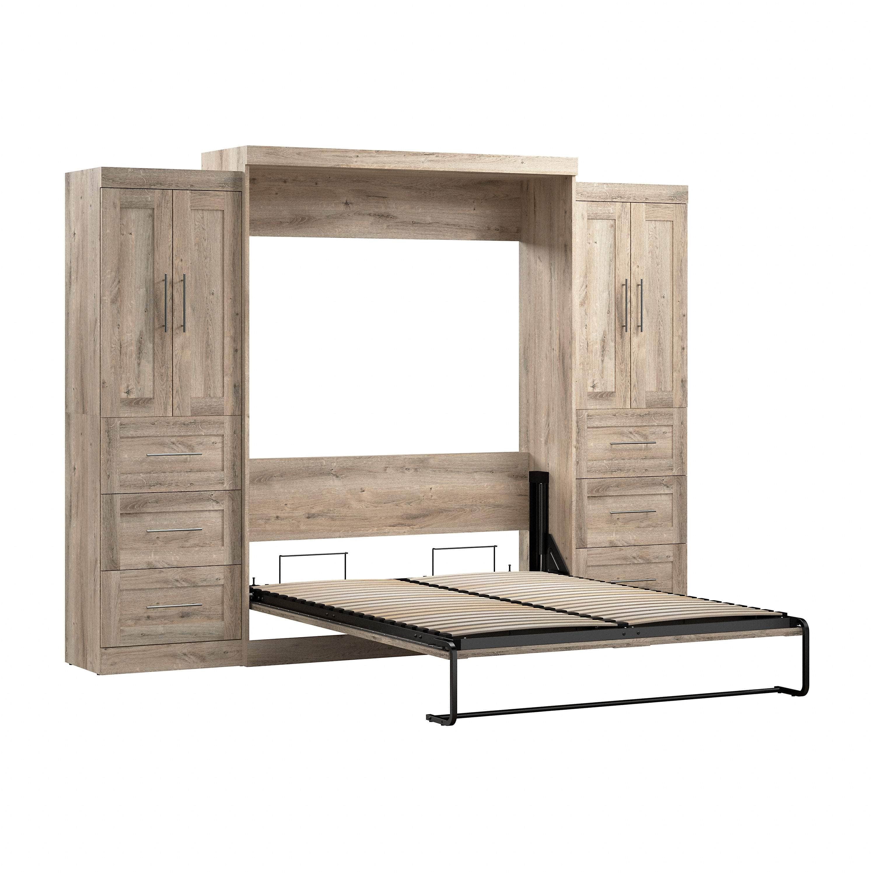 Pur Queen Murphy Wall Bed with Closet Storage Cabinets (115W) - 7 Color Options - Space-Saving Solution for Small Apartments, Guest Rooms & Home Offices
