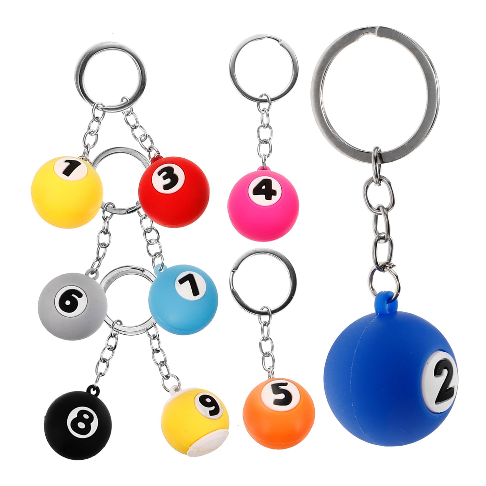 KOMBIUDA 9pcs Billiards Keychains Set - Cute Pool Keyrings, Decorative Sports Themed Keychains for Billiards Enthusiasts, Perfect for Gifts, Accessories, and Party Favors