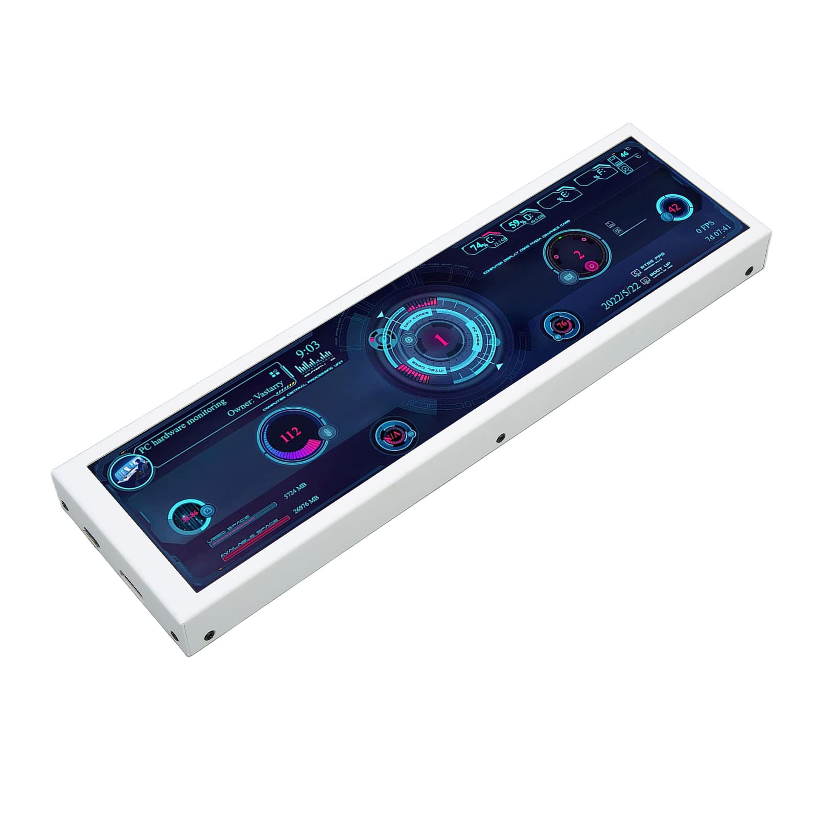 8.8 Inch LCD Display Module with USB - Desktop PC Temperature Sensor Monitor for CPU, GPU, RAM Data - Compatible with Raspberry Pi & Linux - Perfect for PC Builds, Gaming Rigs & Home Server Monitoring