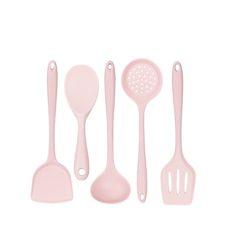 5-Piece Silicone Cooking Utensil Set - Heat Resistant Non-Stick Kitchen Tools for Baking, Frying & Mixing - BPA-Free Cookware Accessories (Pink) - Perfect for Home Chefs & Gift Giving