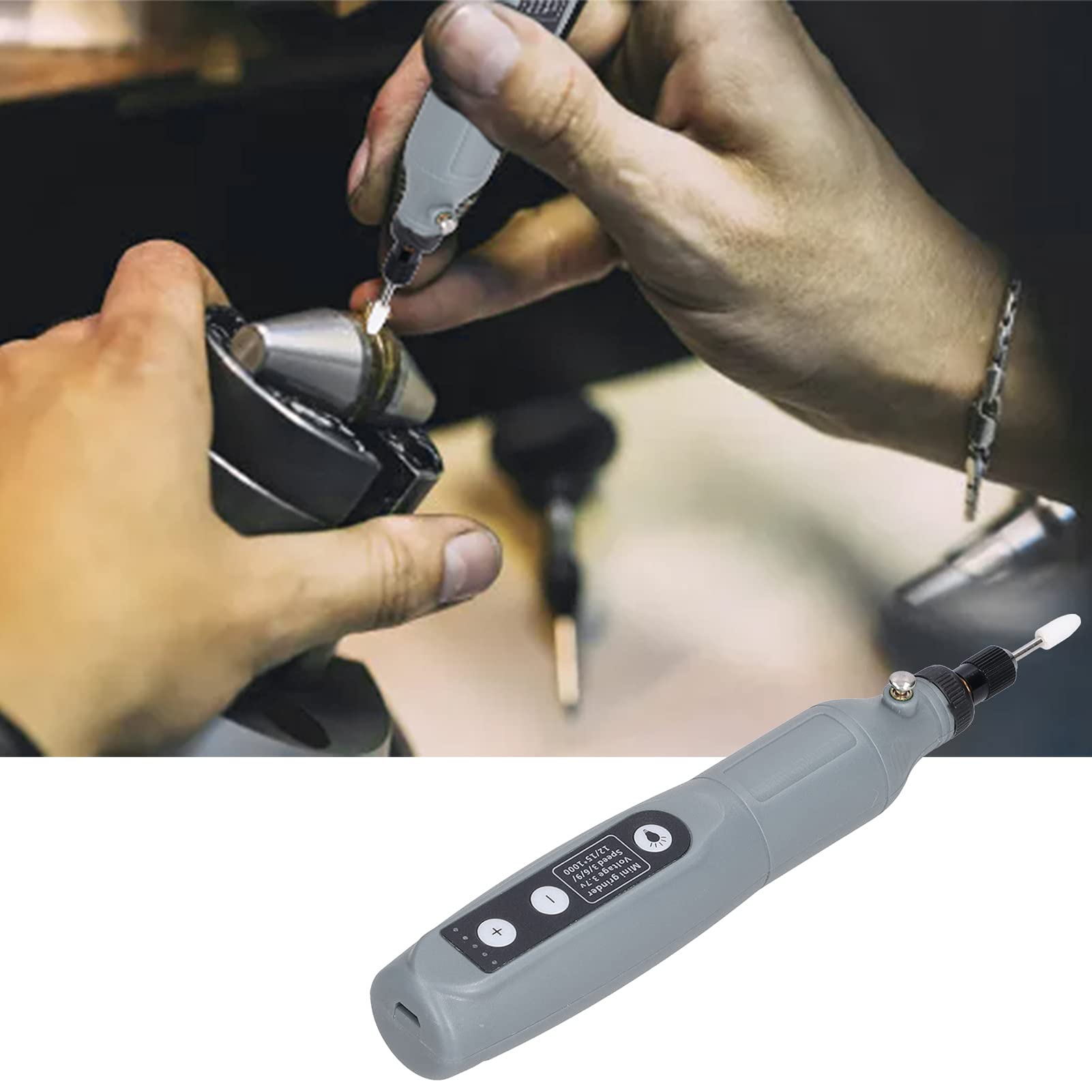 Mini Electric Grinder Drill - 5-Speed Adjustable Rotary Tool for Engraving, Cleaning, Polishing & Cutting | Perfect for DIY Crafts, Woodworking & Metalworking Projects | Gray Power Grinder with 202 RPM Settings