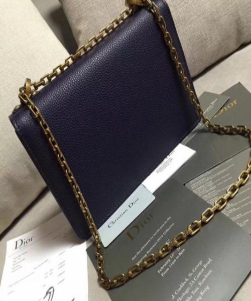 J'Adior Calfskin Flap Bag in Dark Blue | Luxury Designer Handbag for Women | Perfect for Evening Parties, Date Nights & Special Occasions