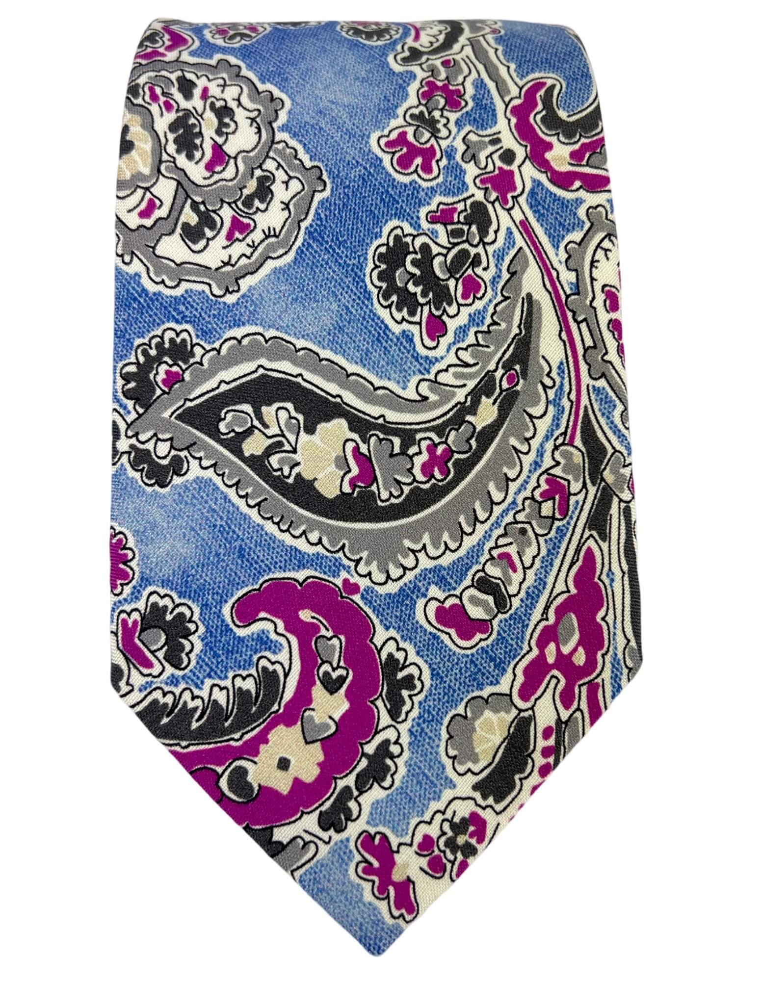 DÉCLIC Lucca Paisley Tie for Men - Blue Silk Necktie - Elegant Formal Accessory for Weddings, Business Meetings & Special Occasions