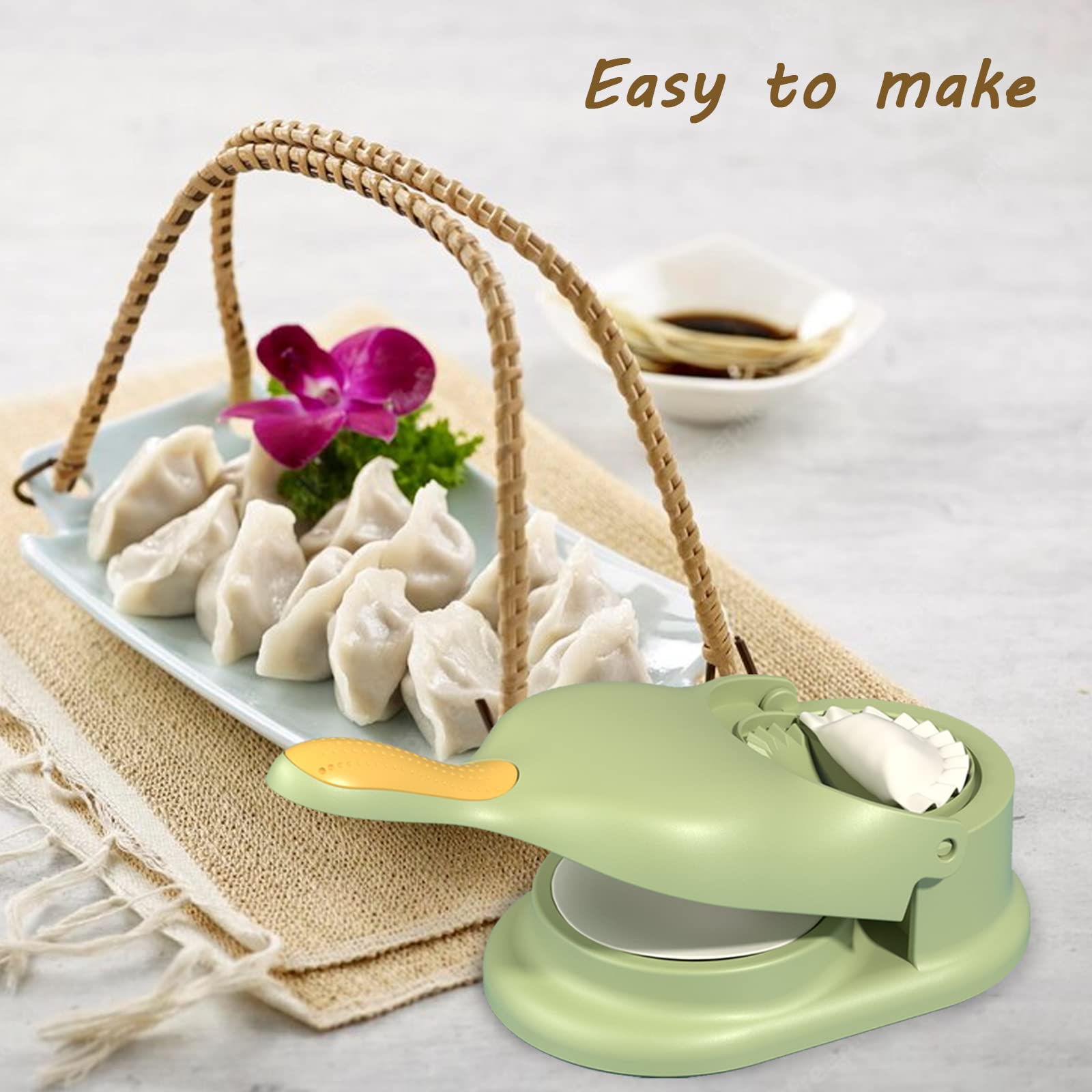 2 in 1 Dumpling & Empanada Maker Press - Manual Dough Presser for Homemade Dumplings, Empanadas, Pierogi & Pastries - Kitchen Gadget for Asian & Latin Cuisine (Green) | Perfect for Family Cooking, Party Snacks & Meal Prep