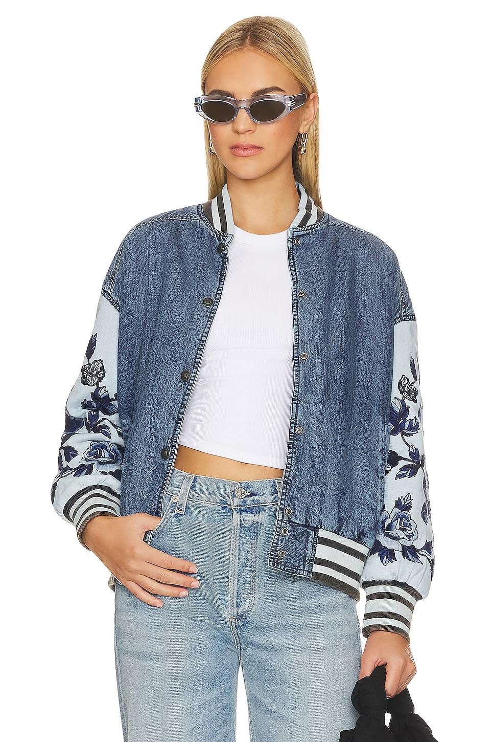 Free People Team Spirit Jacket - Vintage-Inspired Varsity Bomber for Women | Cozy Fleece Lined Casual Outerwear for Fall & Winter | Perfect for Game Days, Campus Wear and Street Style Fashion