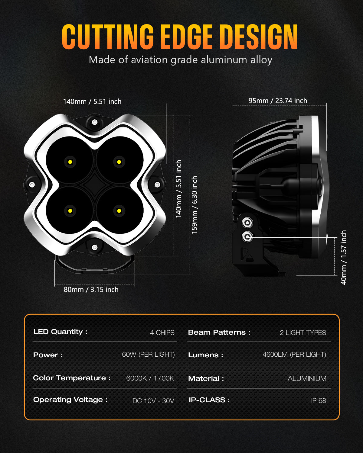HALO Series 6 LED Pod Lights with DRL - 60W Twin Light Kit System Pair - Off-Road, Truck, Jeep, ATV, UTV Lighting Accessories for Enhanced Visibility and Safety