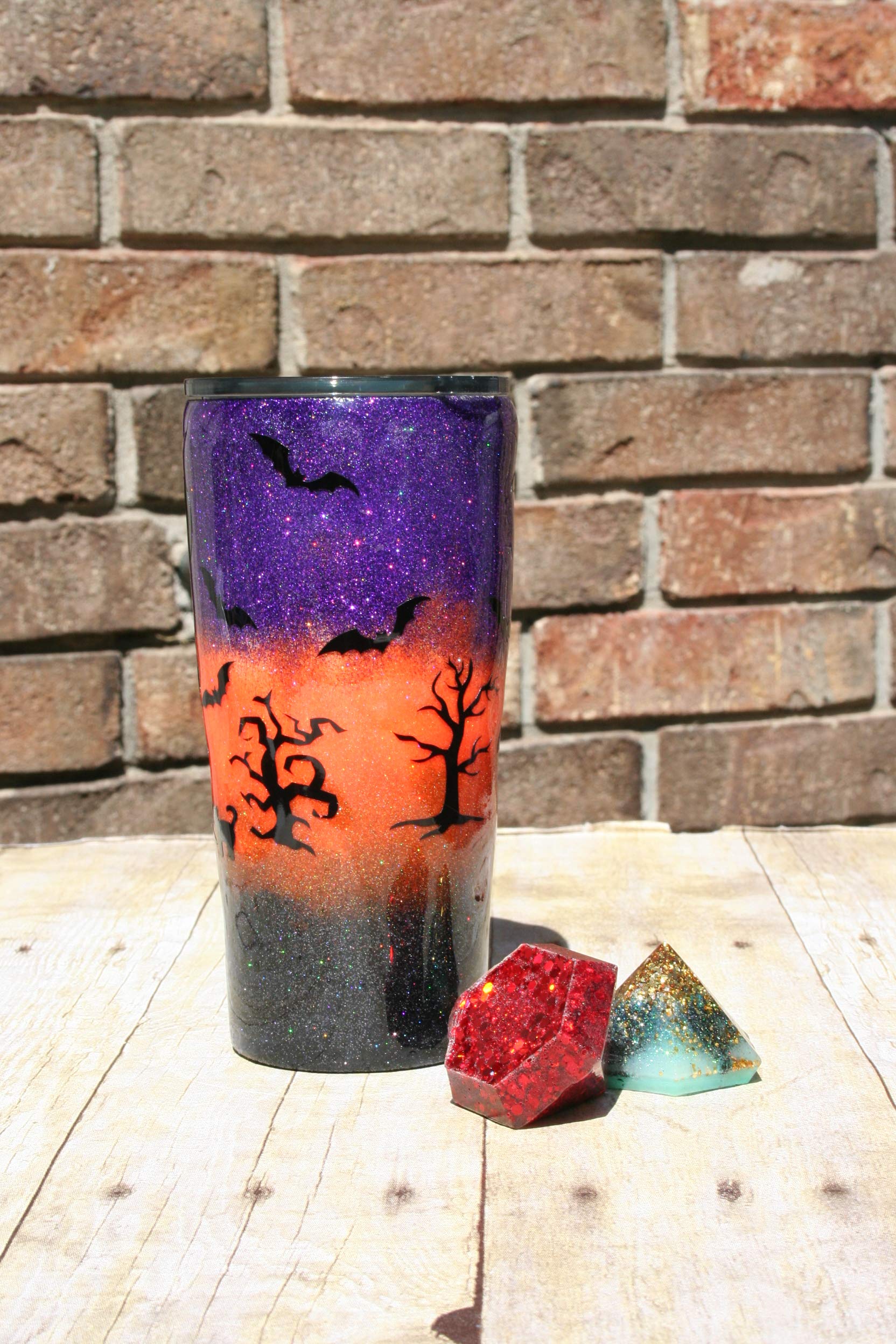 Arkansas Made Halloween Themed Glittered Double Walled Stainless Steel Tumbler - 22oz Insulated Cup for Pumpkin Spice Lattes, Fall Parties & Trick-or-Treating
