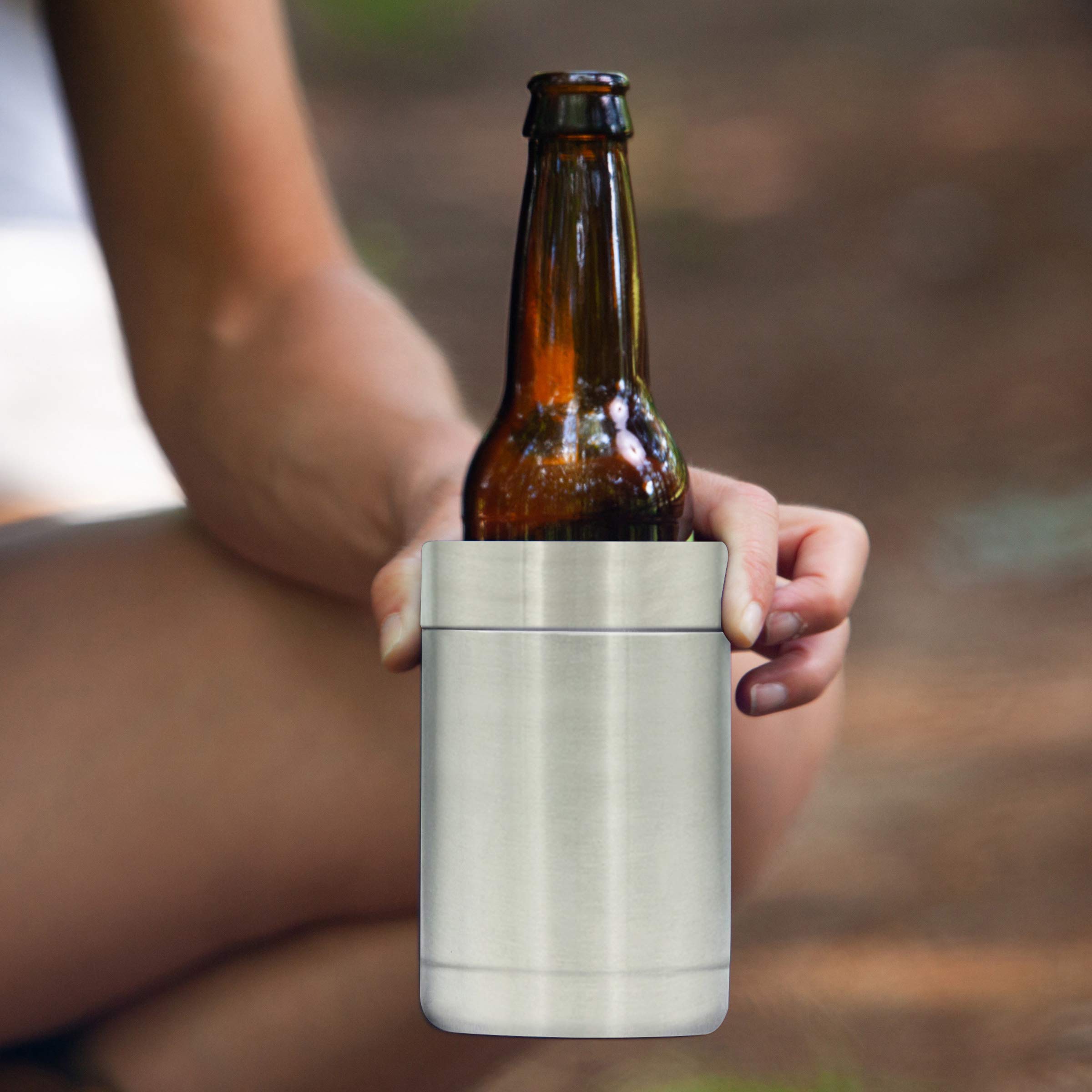 Tahoe Trails 12oz Stainless Steel Vacuum Insulated Can & Bottle Cooler - Double Wall Copper Plated Can Chiller for Beer, Soda & Beverages | Perfect for Camping, BBQs & Outdoor Parties