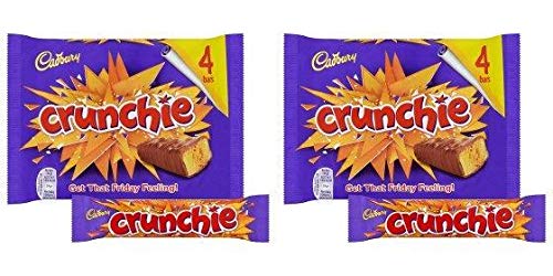 Original Cadbury Crunchie Chocolate Bars - UK Imported Honeycomb Chocolate (Pack of 2) | British Treats for Gifting, Snacking & Dessert Toppings