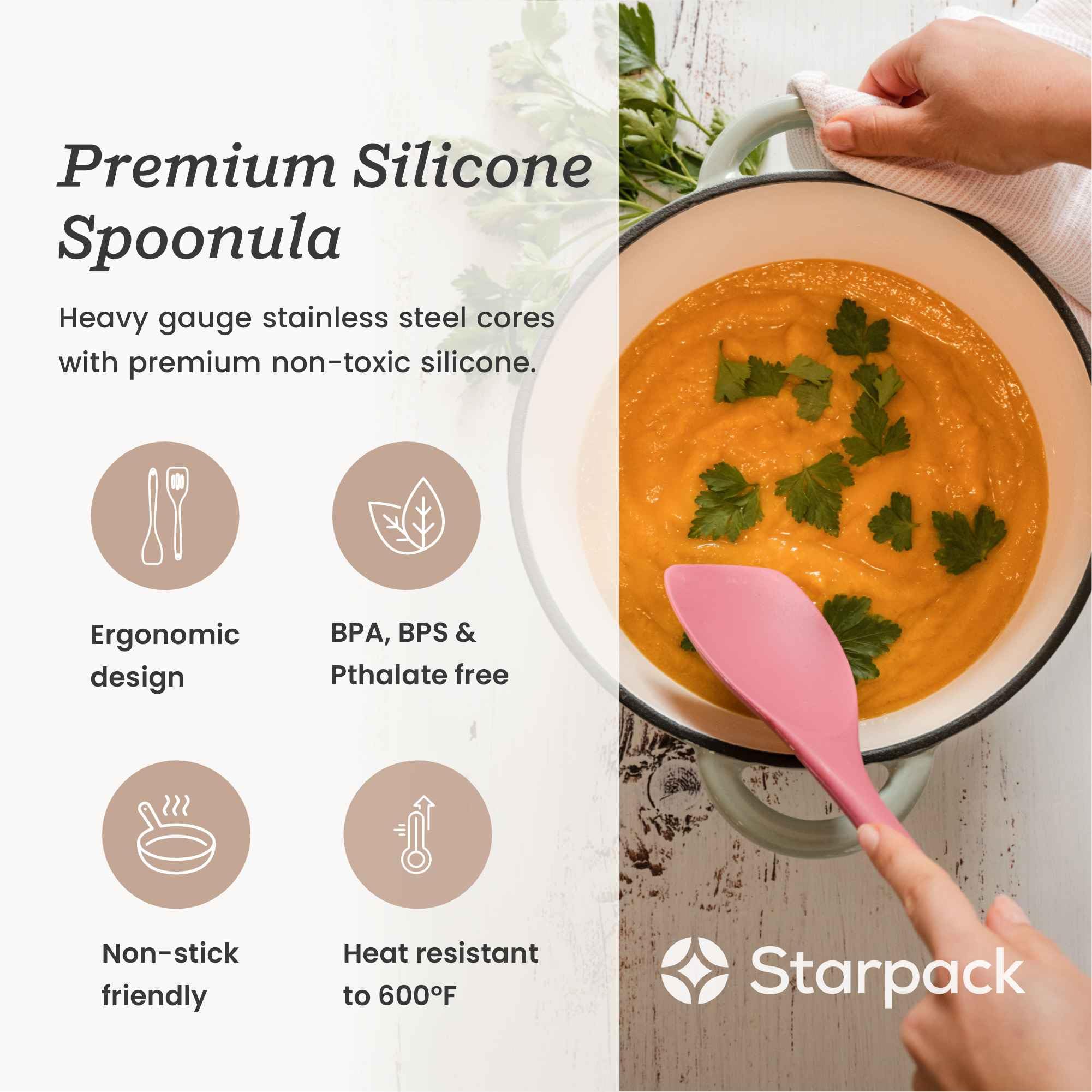 Starpack 'The All Rounder' XL Premium Silicone Spoonula Spatula - Heat Resistant to 600°F - Best Kitchen Cooking Utensil for Baking, Mixing & Serving - Non-Stick Rubber Spoon Spatula for Pots, Pans & Bowls - Perfect for Home Chefs & Bakers