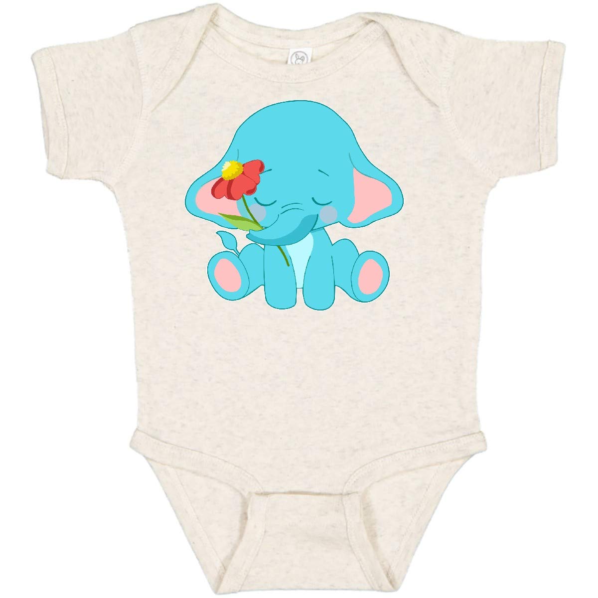 Inktastic Cute Baby Elephant with Flower Bodysuit - Soft Cotton Onesie for Newborns & Infants - Perfect for Baby Showers, Birthdays & Everyday Wear