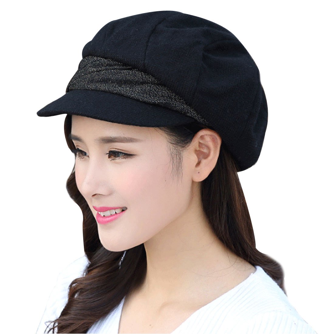 Vintage Wool Blend Cloche Hat for Women - Slouchy Beanie with Brim, Winter Warm Flat Cap for Outdoor Activities & Fashion Accessories