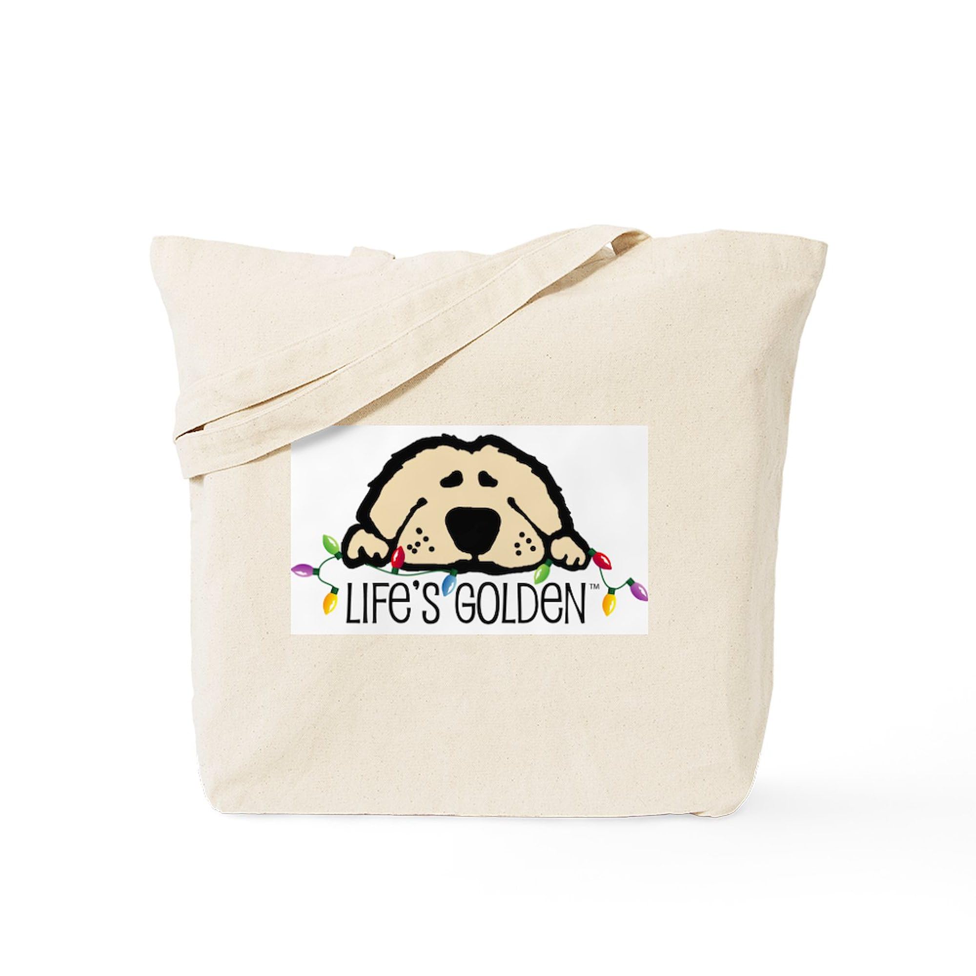 Life's Golden Christmas Tote Bag - Natural Canvas Reusable Shopping Bag for Holiday Gifts, Groceries & Everyday Use | Eco-Friendly Christmas Gift Idea