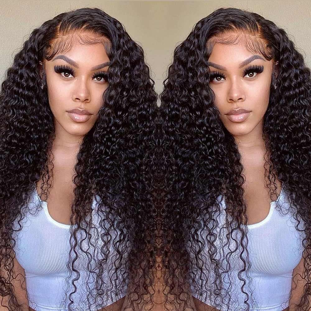 360 Full Lace Deep Curly Wave HD Transparent Lace Front Wigs - 100% Brazilian Virgin Human Hair - Pre Plucked with Baby Hair - 13x4 Lace Frontal Wig for Black Women (30 Inch) - Perfect for Daily Wear, Parties, Weddings & Special Occasions